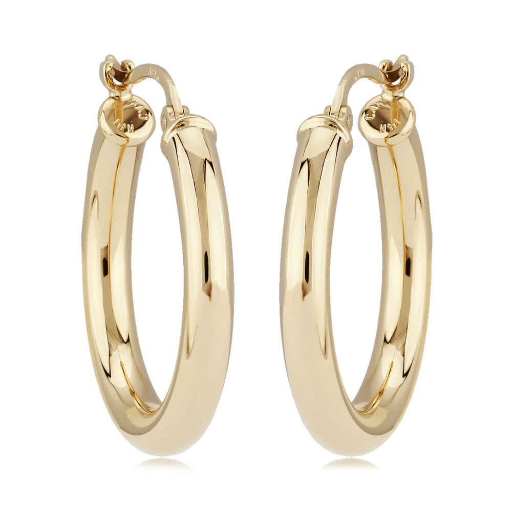 14K Gold Hoop Earrings for Women - Classic Round Huggie Hoops - Dainty Everyday Jewelry Gift for Her - Perfect for Work, Date Night & Special Occasions