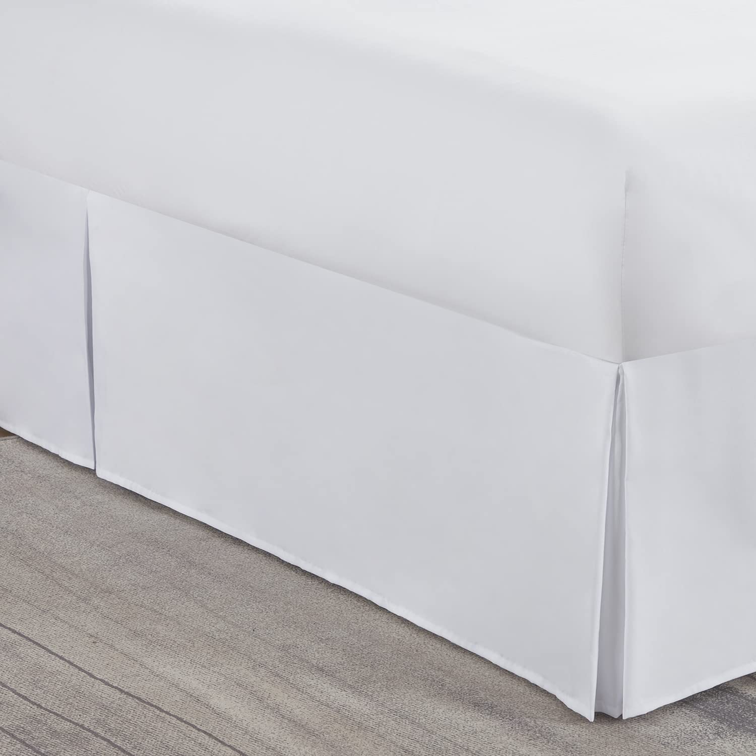 Nestle White King Size Bed Skirt - 14 Inch Drop Brushed Microfiber Bedskirt with Hotel-Quality Pleats | Shrink & Fade Resistant | Perfect for Luxury Bedrooms & Hotel Decor