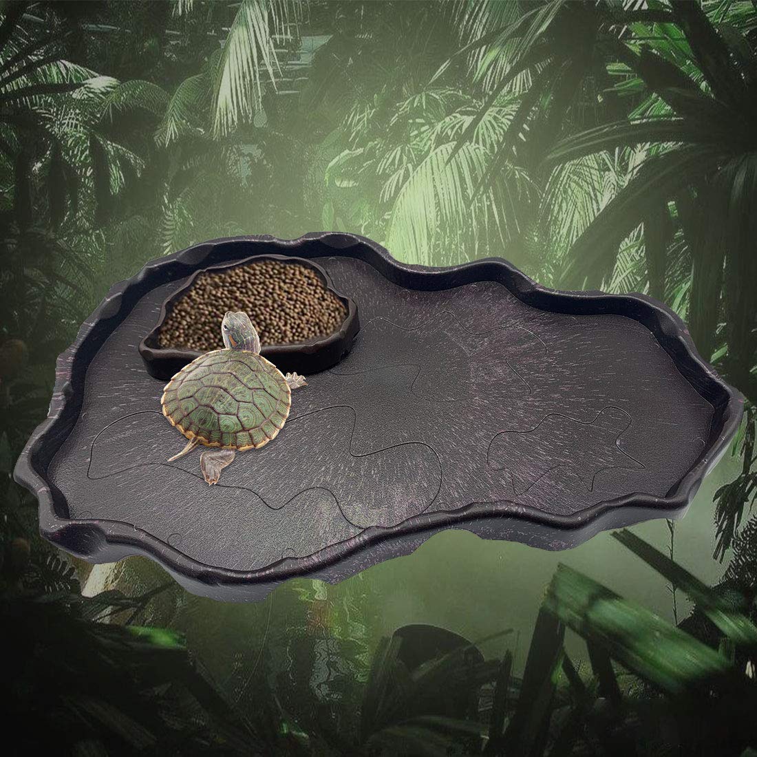 Luminous Reptile Food & Water Bowl Set - 2 Pcs Bearded Dragon Dishes, Tortoise Feeder & Lizard Habitat for Turtles, Geckos, Snakes, Iguanas | Durable Amphibian Feeding Plates for Terrarium Decor - Perfect for Nighttime Feeding & Easy Cleaning