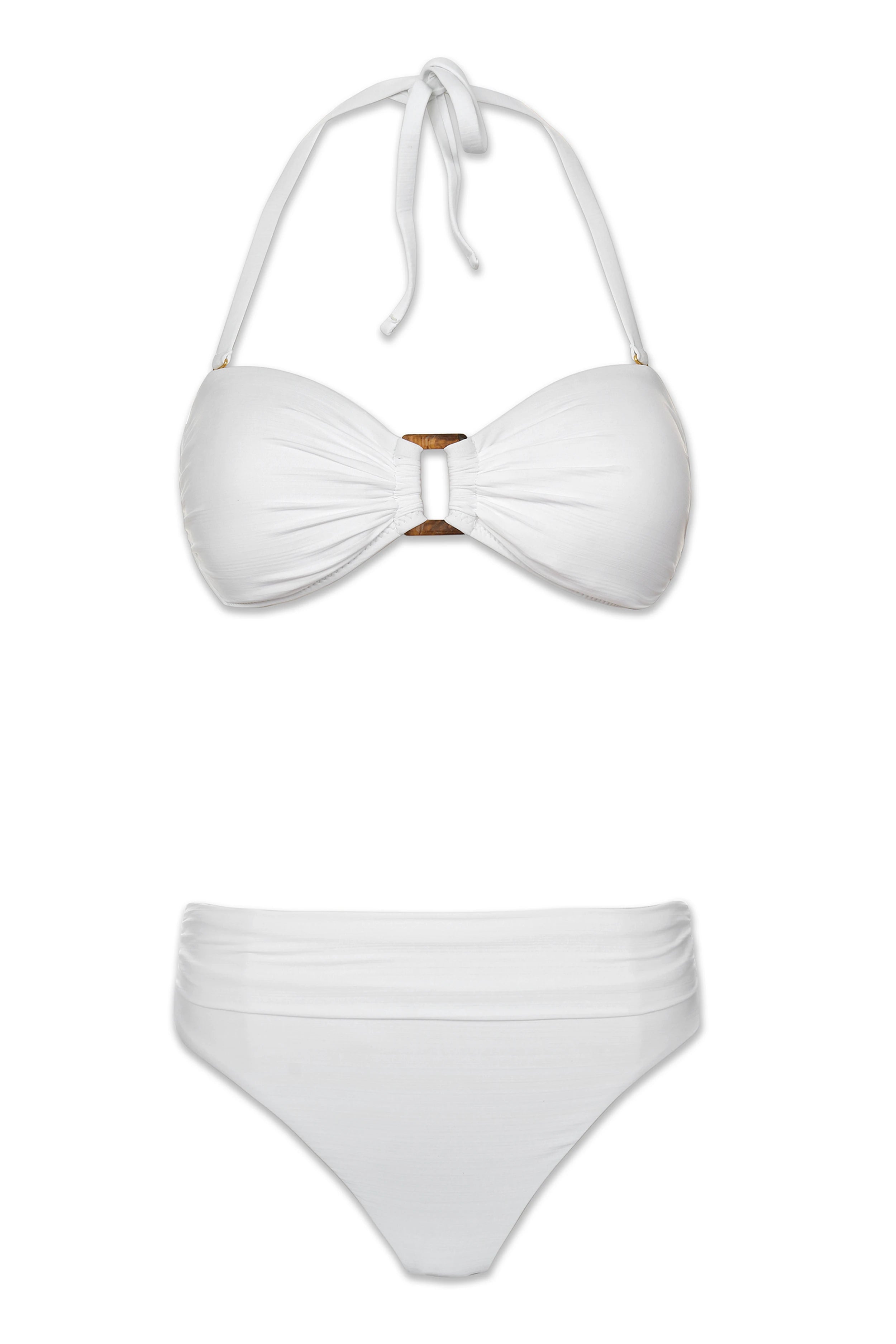 Textured White Hook Back Tortoise Bandeau Bikini Top - Perfect for Beach Vacations, Pool Parties & Summer Getaways