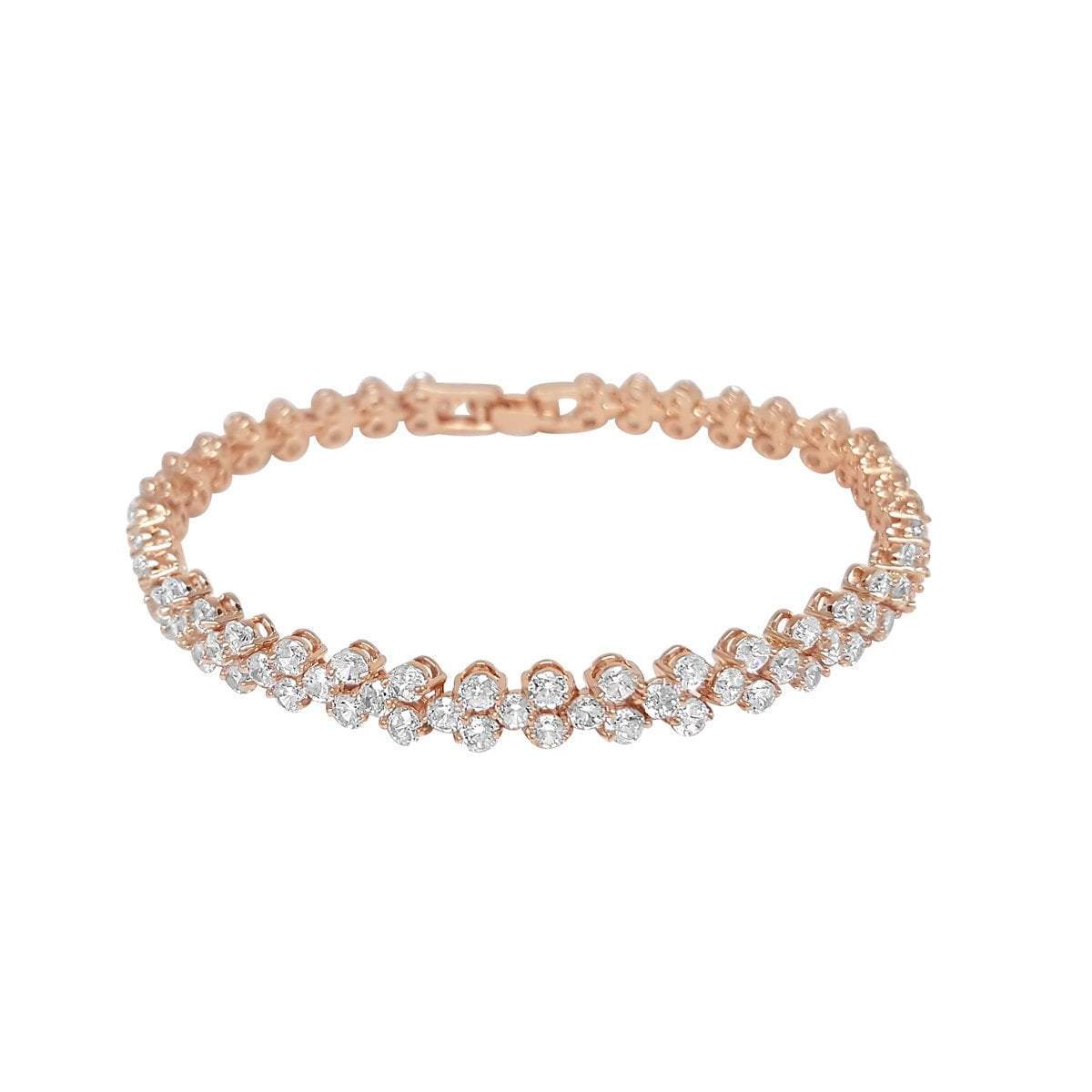 Florence Rose Gold Diamante Bracelet for Women - Elegant Cubic Zirconia Tennis Bracelet | Perfect for Weddings, Parties & Everyday Wear