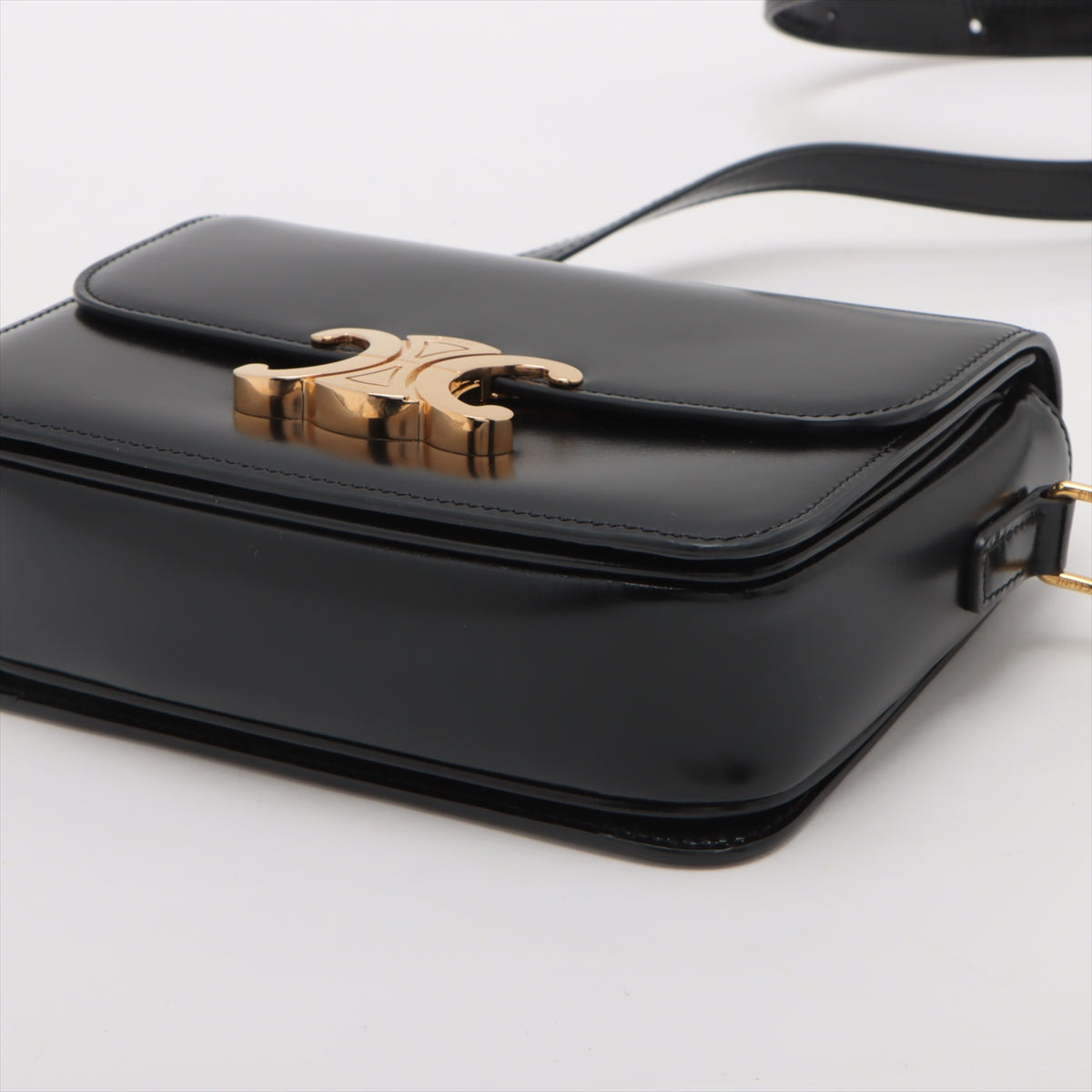 Celine Triomphe Teen Black Leather Crossbody Bag for Women | Luxury Designer Shoulder Purse | Perfect for Date Night, Travel & Everyday Use