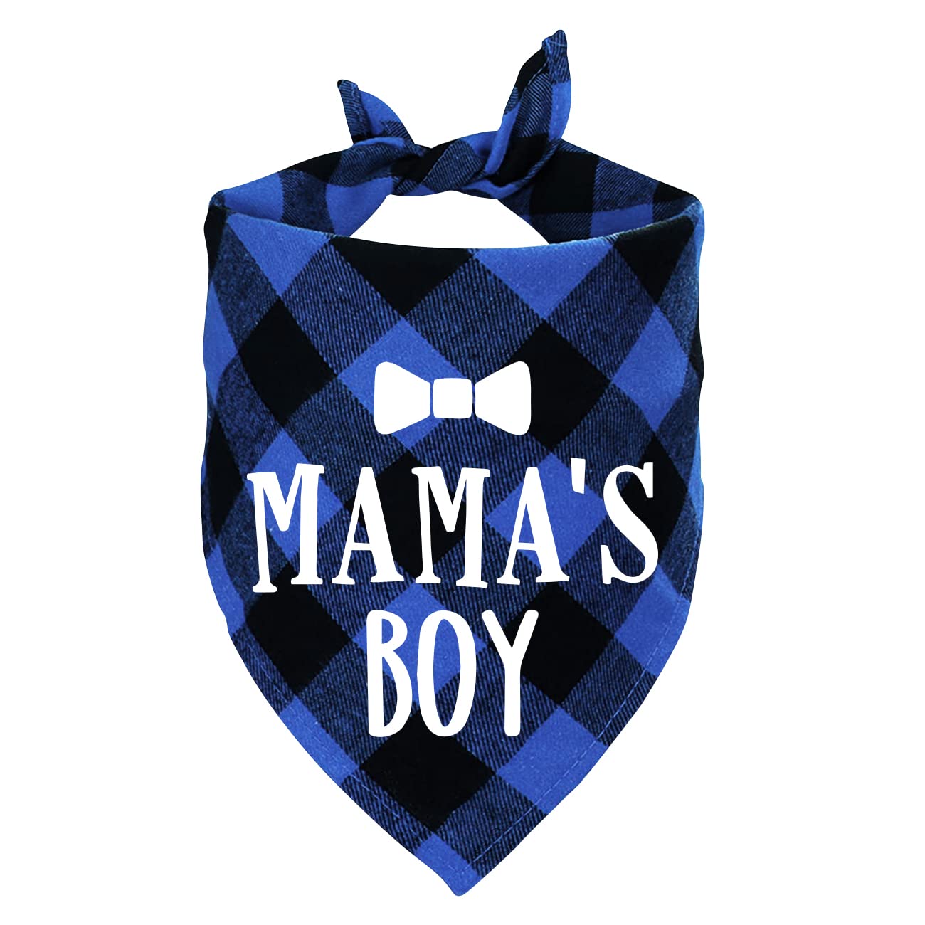 PTZIZI Funny Blue Plaid Cotton Pet Dog Triangle Bandana Bib - Mama's Boy Gender Reveal Photo Prop, Pet Scarf Accessory for Dogs - Perfect for Pet Lovers Gifts & Gender Announcement Photos