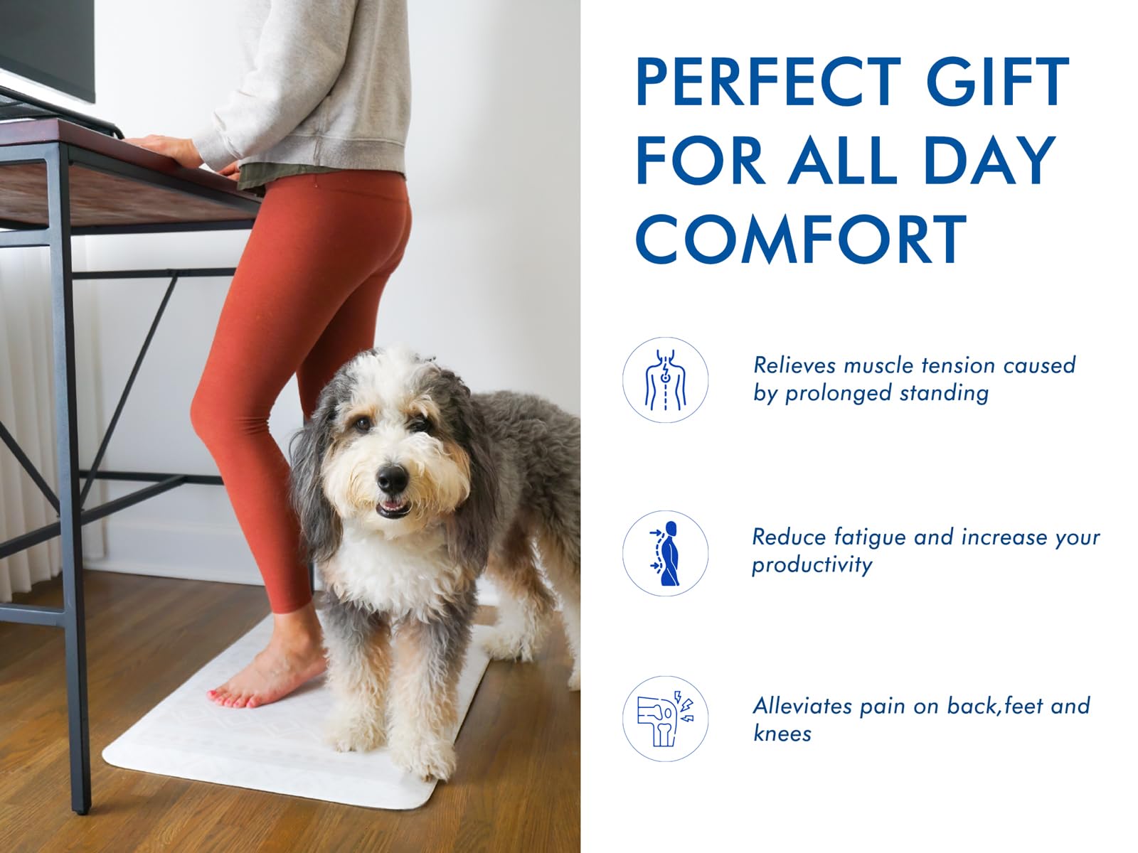 Klay Home Anti-Fatigue Kitchen Floor Mat - 3/4
