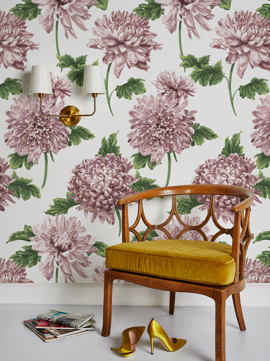Sarah Jessica Parker 'Mums for Marion' Floral Wallpaper - Elegant Powder Blue Design for Nursery, Bedroom & Home Decor