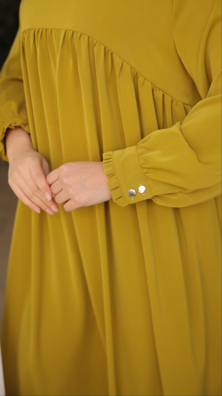 Elegant Gathered Sleeve Long Maxi Abaya Dress for Women - Modest Islamic Clothing for Prayer, Special Occasions & Everyday Wear