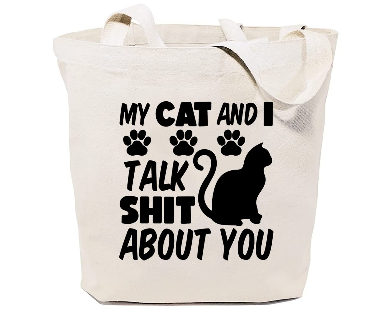 GXVUIS Funny Cat Tote Bag for Women - Cute Aesthetic Canvas Reusable Grocery Shopping Shoulder Bag - Perfect for Cat Lovers, Daily Errands & Beach Trips