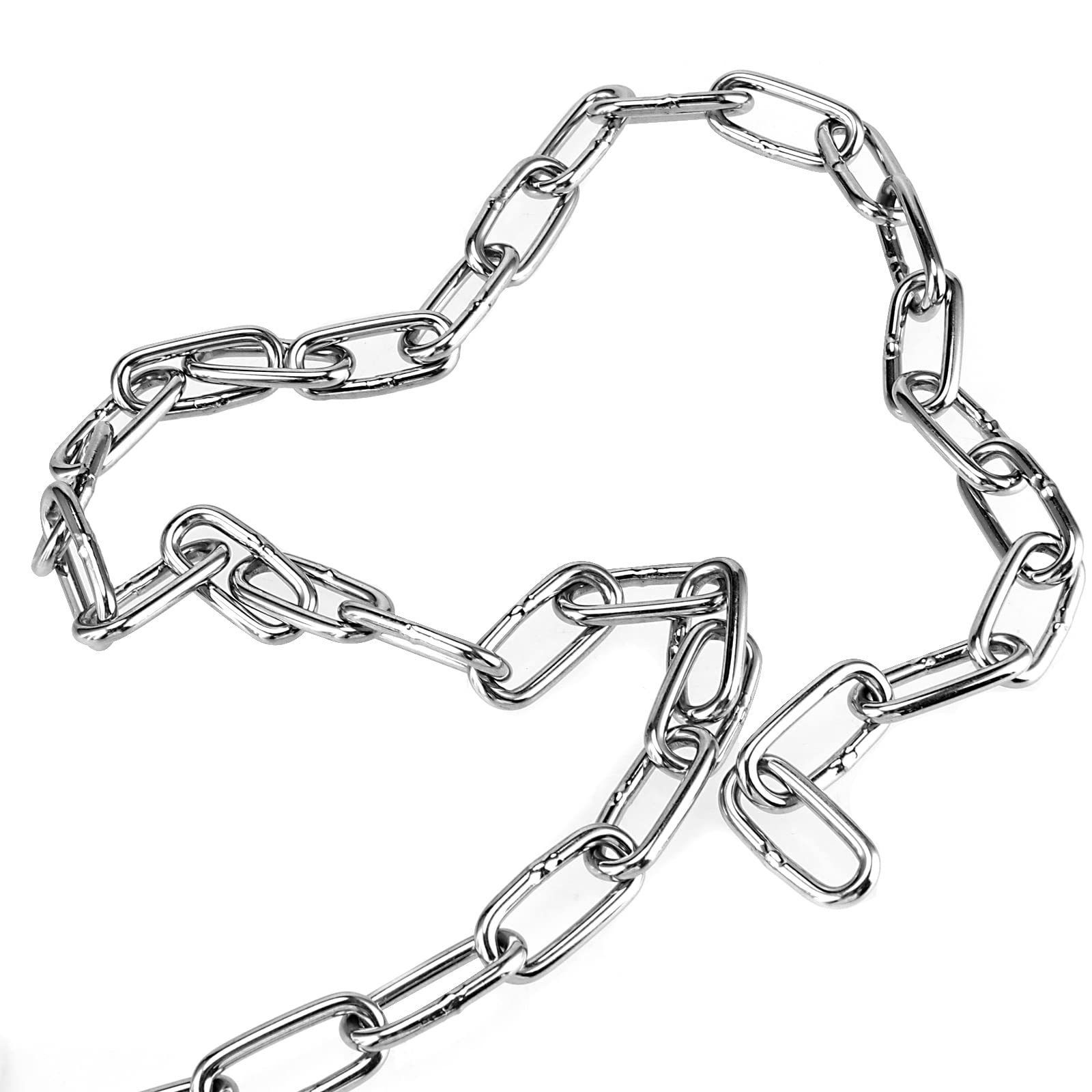 HOZEON 26 Feet x 3/16 Inch 304 Stainless Steel Heavy Duty Utility Chain - Silver | for Hanging, Camping, Guardrail, Swing, Towing | Outdoor, Industrial & Home Use