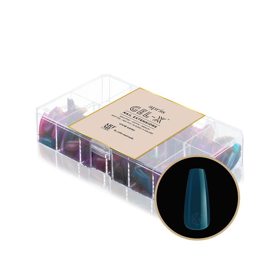 ARTME x APRES GEL X TIPS - Vivid Color Sculpted Coffin Medium Box of 500 Tips for Professional Nail Extensions & Salon Manicures