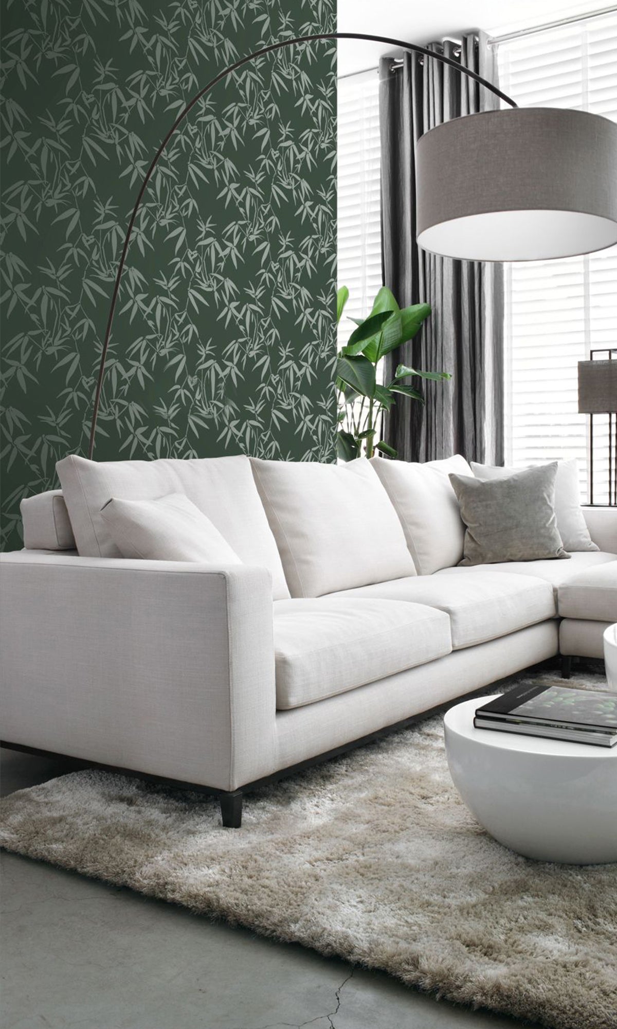 Dark Green Bamboo Leaves Wallpaper R9373 - Nature-Inspired Peel & Stick Wall Mural for Bedroom, Living Room, and Office Decor