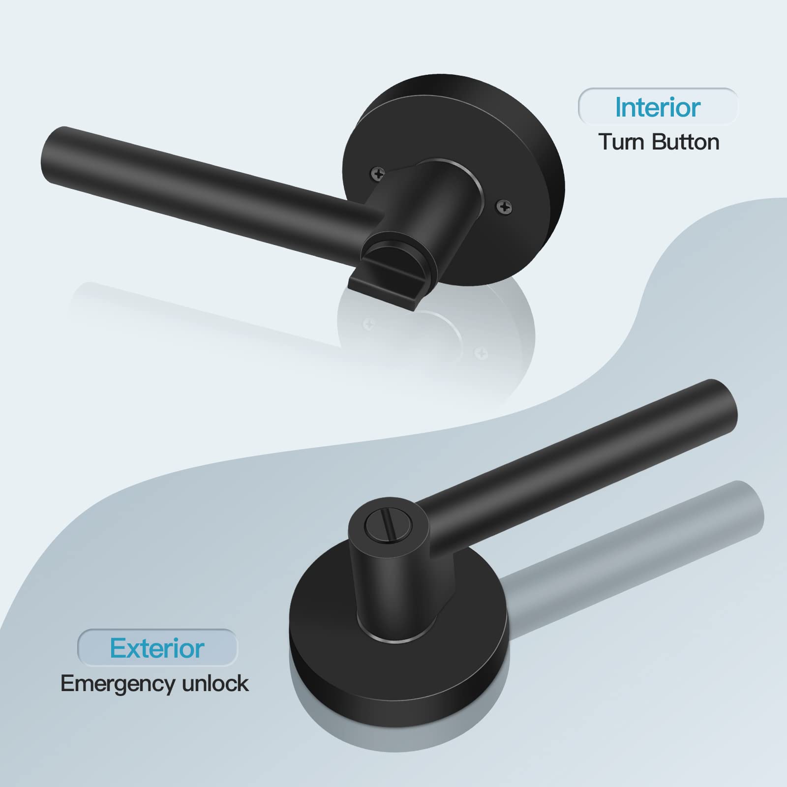 Heavy Duty Privacy Door Lever - Thumb-Turn Lock for Bathroom & Hallway