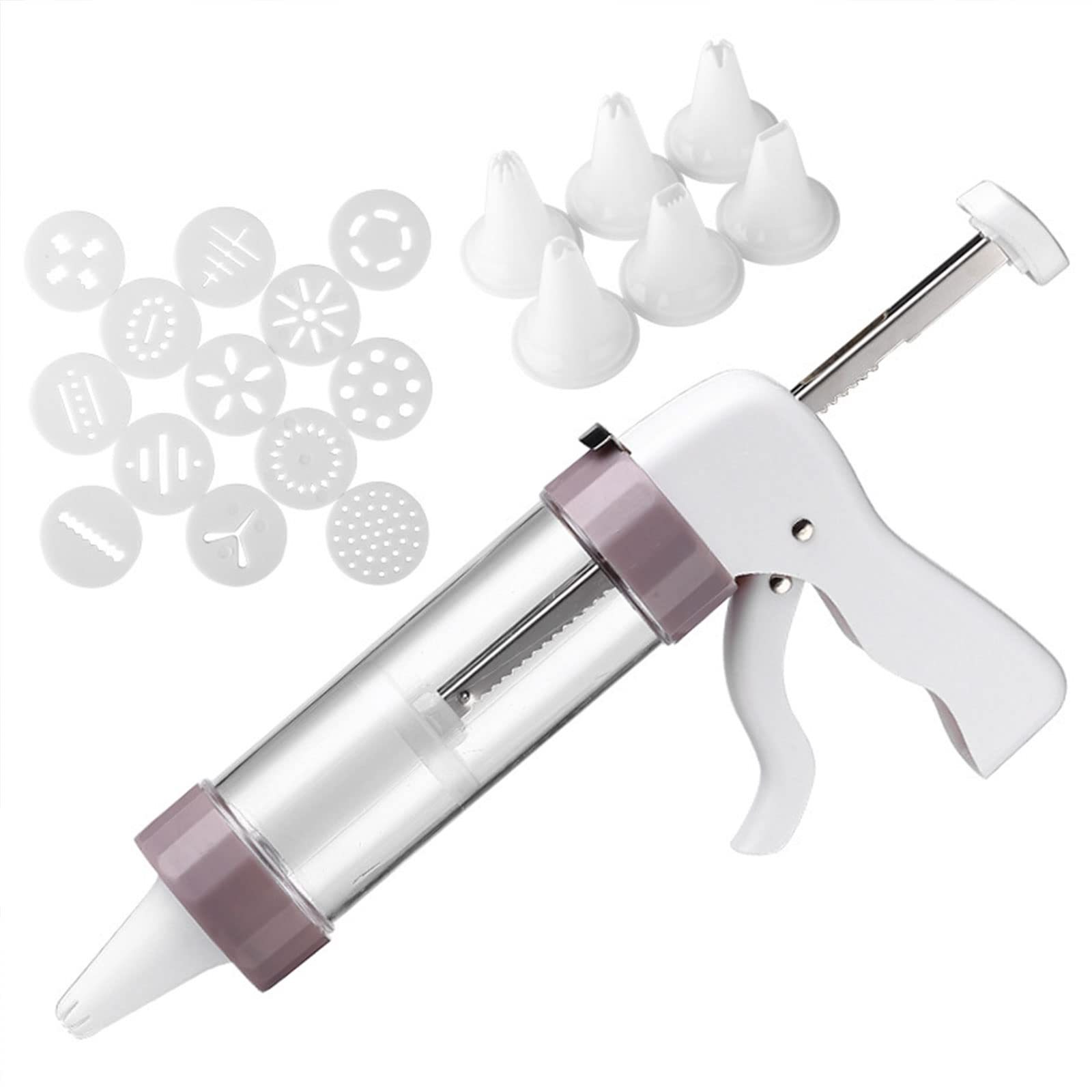 Stainless Steel Cookie Press Set - 12 Discs & Icing Tips for Baking, Biscuit Making, Cake Decorating | Christmas Cookie Maker Kit for DIY Desserts, Holiday Baking & Home Decor (Multifunctional Cookie Press)