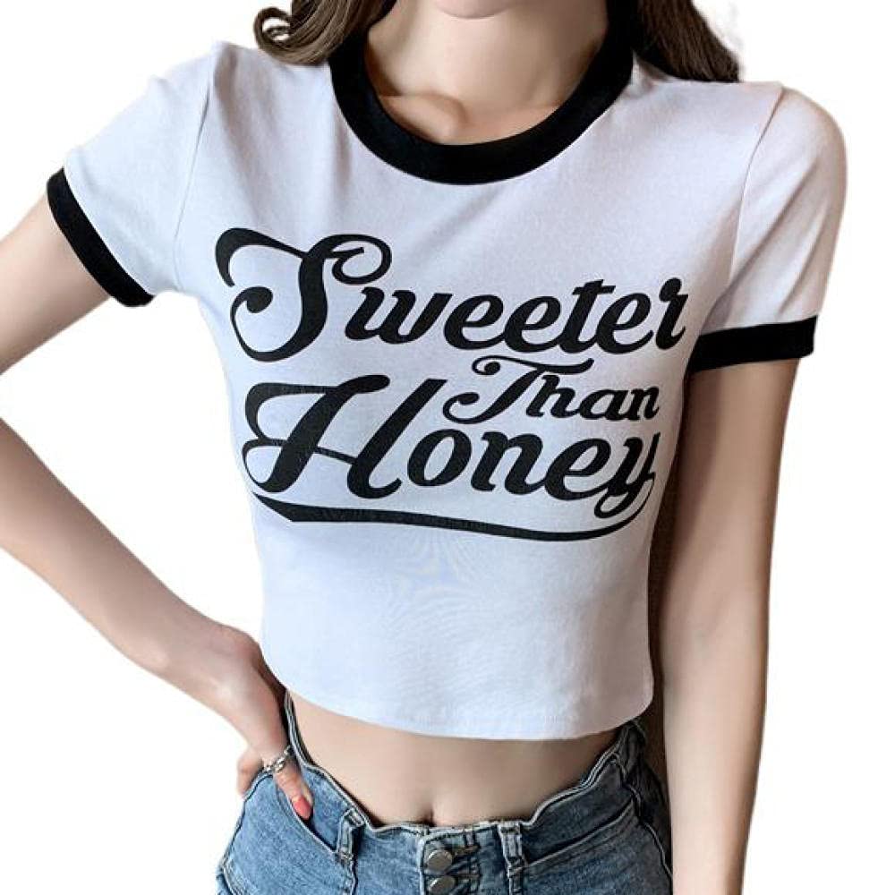 Women's Cute Round Neck Cropped Top - Trendy Short Tops for Casual Wear & Summer Outfits | Perfect for Beach, Party, and Everyday Fashion