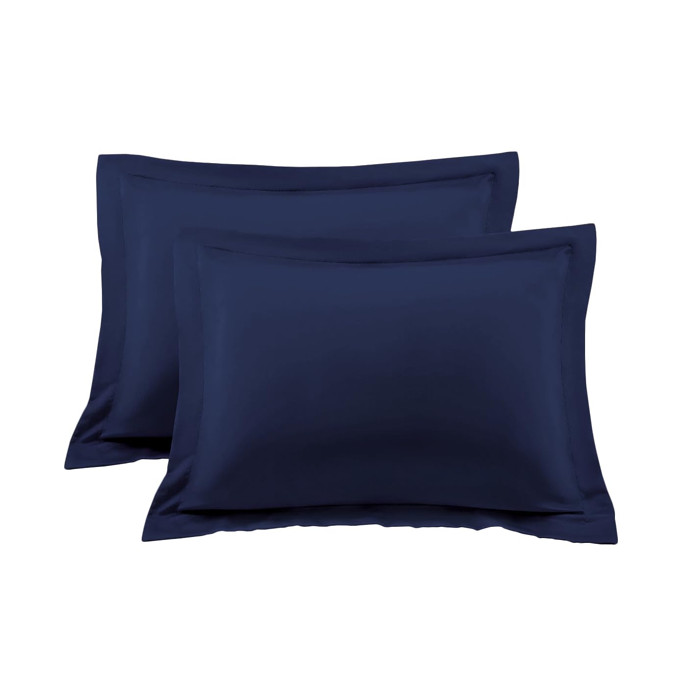 Luxury 100% Egyptian Cotton Queen Pillow Shams Set of 2 - Navy Blue 20x30 Inch 600 Thread Count Hotel Quality Bedding - Perfect for Master Bedrooms, Guest Rooms & Luxury Home Decor