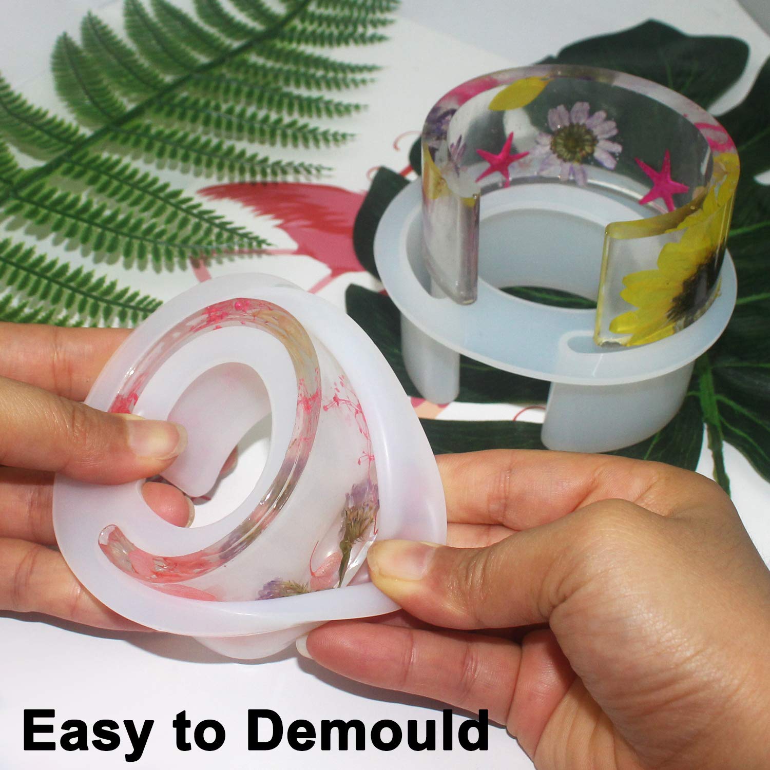 6-Piece Large Resin Casting Molds Set - Bracelet & Bangle Jewelry Making Kit with Open Cuff C Font Design - Perfect for DIY Handmade Jewelry, Craft Projects & Gift Making