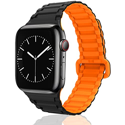 Magnetic Sport Loop Band for Apple Watch 38mm 40mm 41mm 42mm 44mm 45mm - Soft Silicone Adjustable Waterproof Watch Strap Compatible with iWatch Series 8/7/6/5/4/3/2/1/SE - Perfect for Gym, Running, Swimming & Everyday Wear for Men & Women