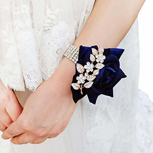 Navy Blue Bridal Wrist Flower