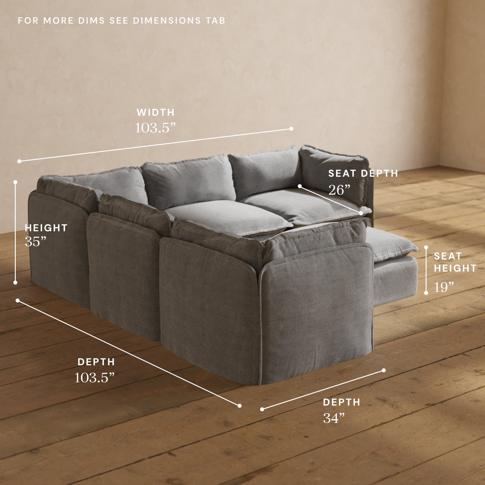 Premium Modular 5-Seater Corner Sectional Sofa with Ottoman in Ash Gray | Luxe Fabric Blend | Perfect for Living Room, Family Room & Home Theater Comfort
