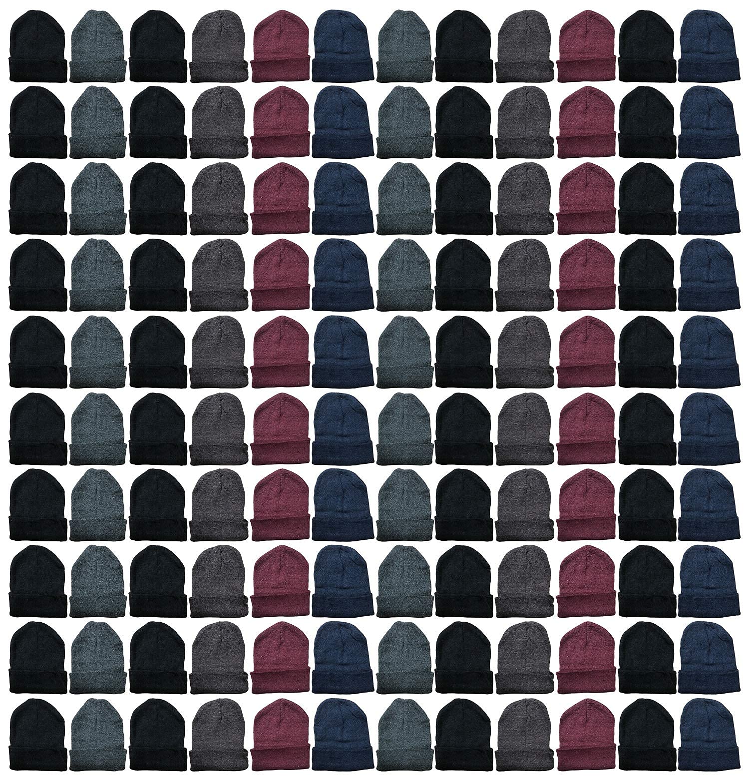Yacht & Smith Wholesale Winter Beanie and Glove Set - Bulk Pack for Kids & Adults - Warm Knit Hats & Gloves Combo for Cold Weather - Perfect for Homeless Donations, Shelters, Schools and Outdoor Activities