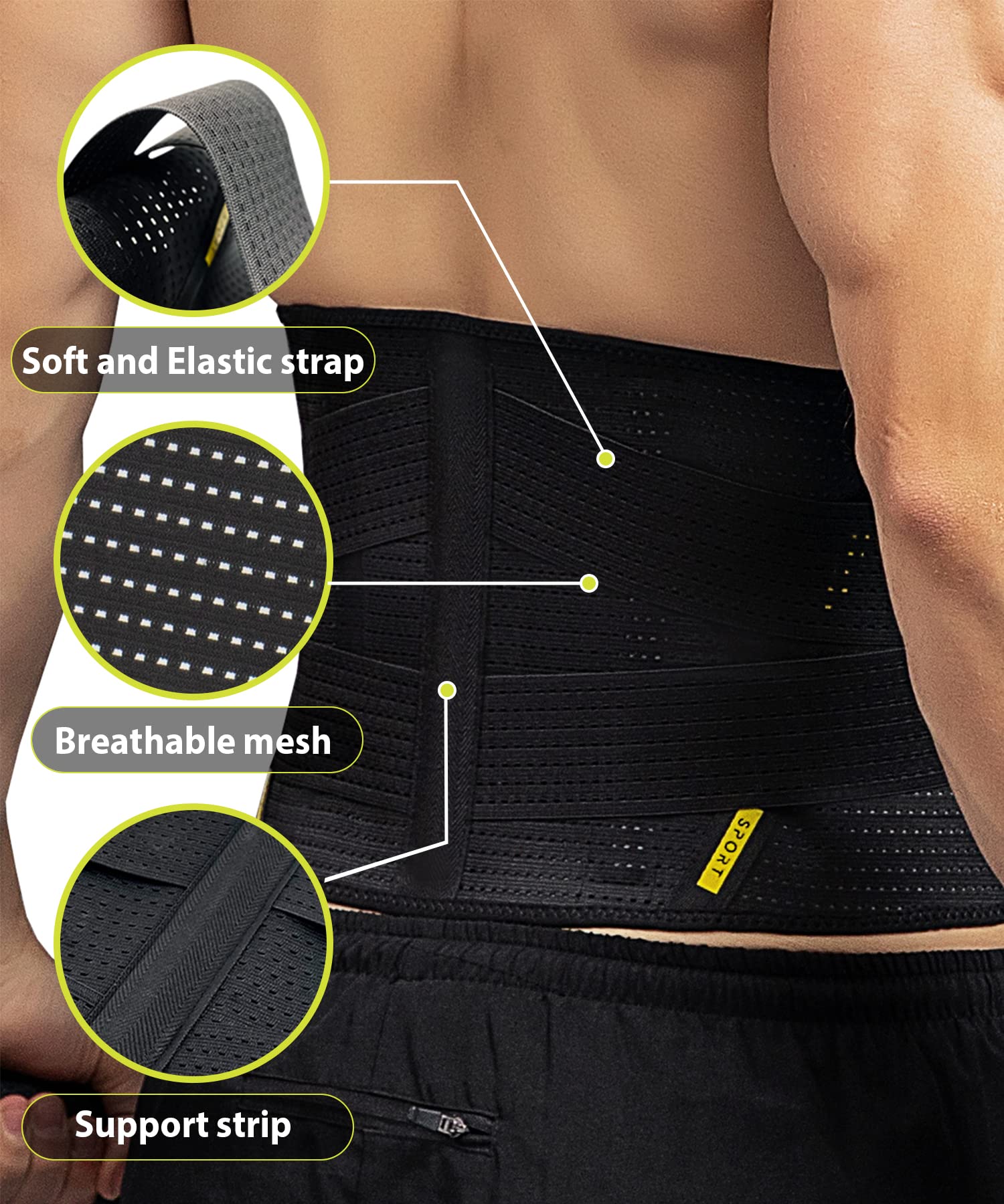 BERTER Adjustable Lower Back Brace for Pain Relief - Sciatica, Herniated Disc & Scoliosis Support - Breathable Lumbar Belt for Men & Women (XXL, Black) - Ideal for Office Work, Driving & Post-Surgery Recovery