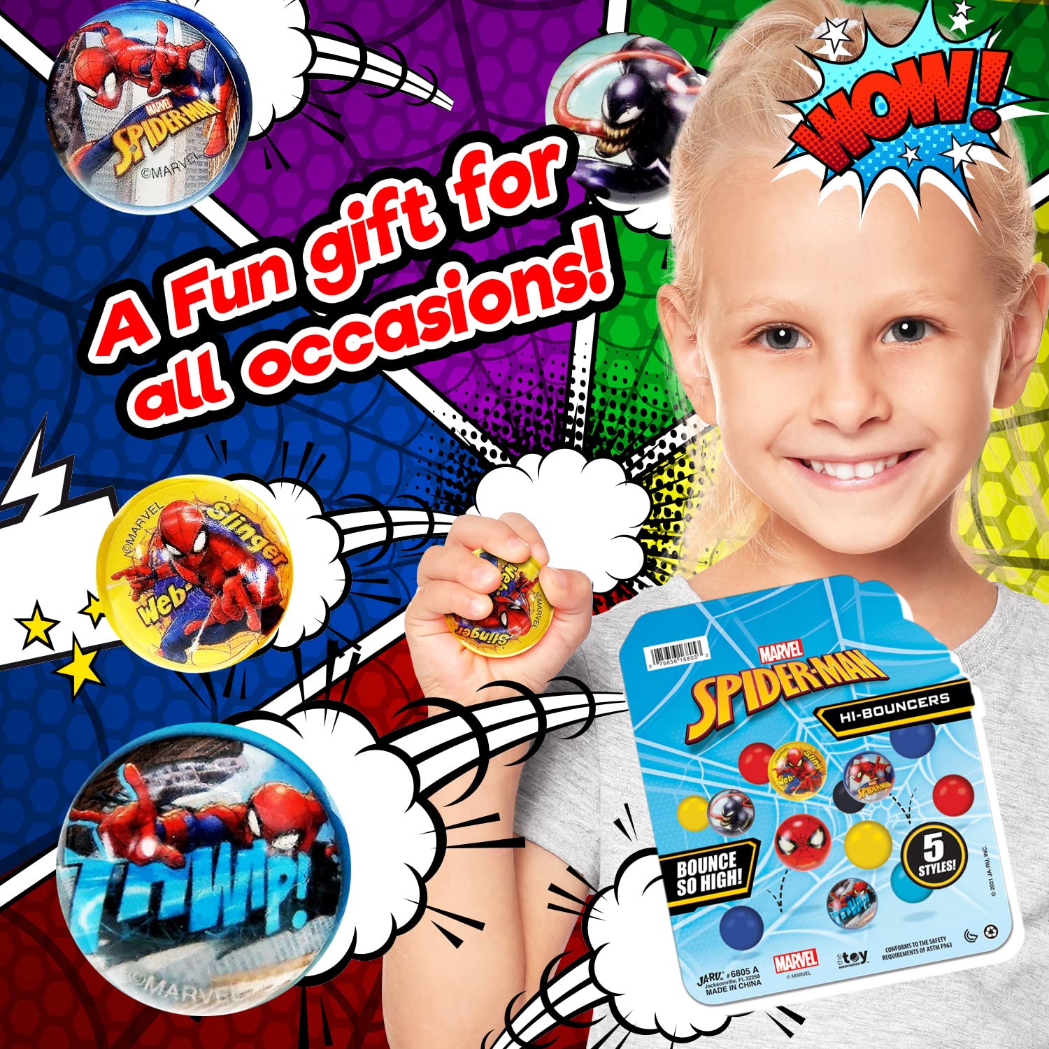 JA-RU Marvel Avengers & Spiderman Super Bouncy Balls - 1.2