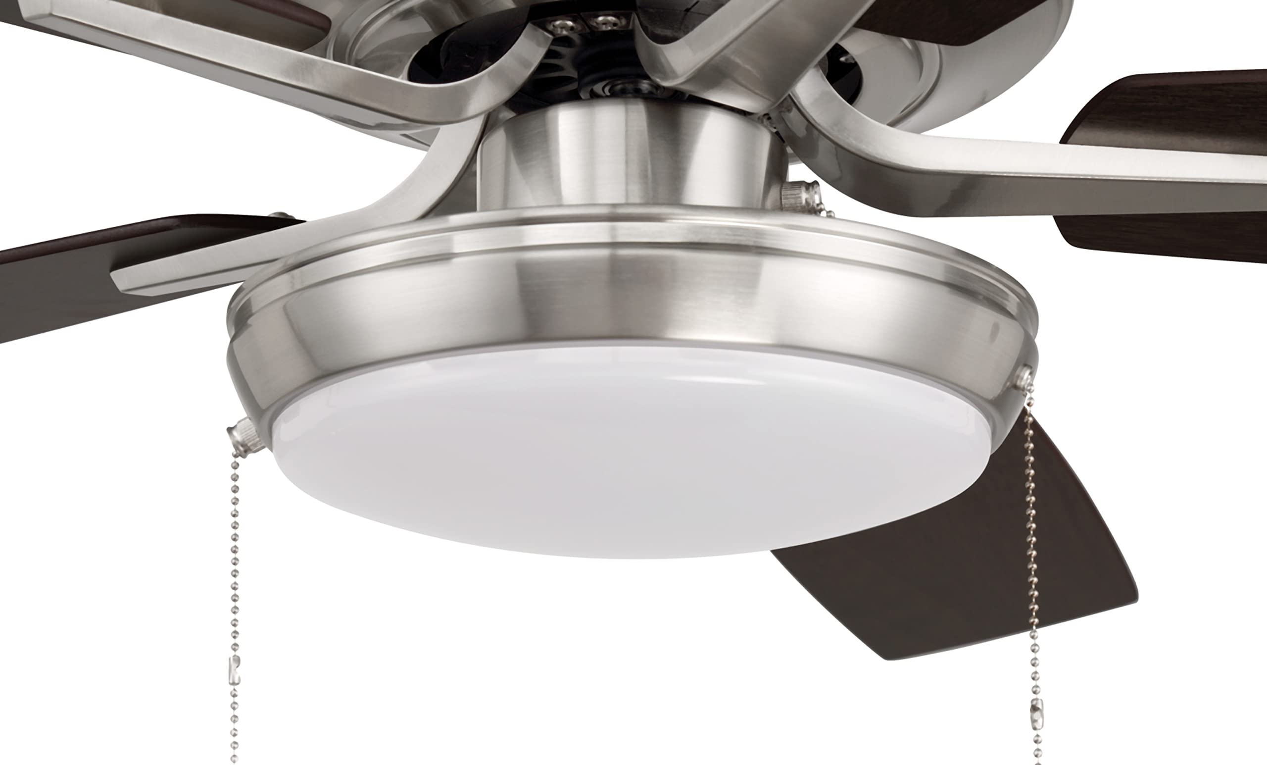 Craftmade P119BN5-52BNGW Pro Plus 52 Inch Ceiling Fan with LED Light Kit, Pull Chain Control, 5 Reversible Brushed Nickel/Greywood Blades - Perfect for Living Room, Bedroom & Outdoor Covered Patio