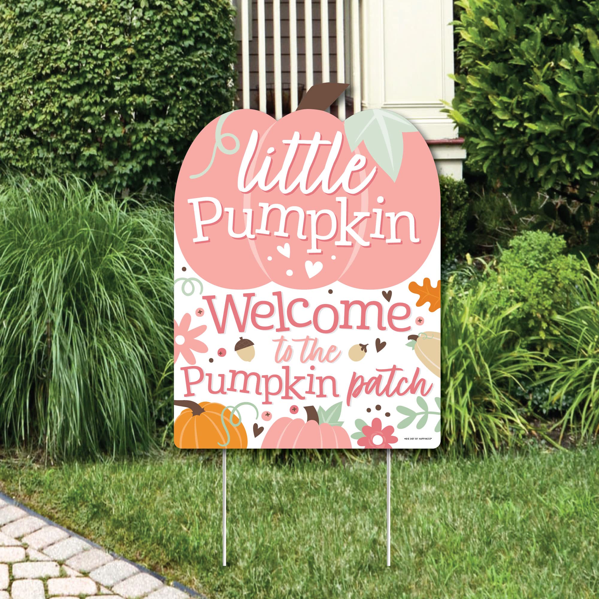 Big Dot of Happiness Girl Little Pumpkin Party Decorations - Fall Birthday Party, Baby Shower Welcome Yard Sign for Autumn Celebrations & Seasonal Home Decor