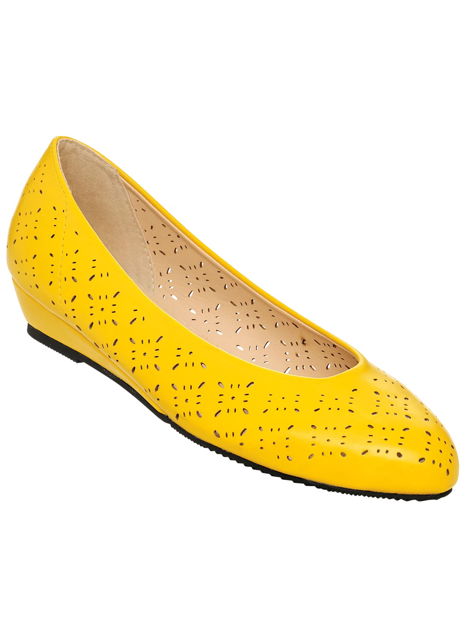 AmeriMark Women's Comfortable Perforated Dress Flats - Breathable Casual Shoes for Work, Office, and Everyday Wear
