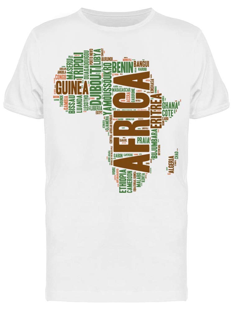 Africa Map Tag Cloud T-Shirt for Men - Stylish Graphic Tee for Travel Lovers & Adventure Enthusiasts | Perfect for Casual Wear, Road Trips & Safari Outfits