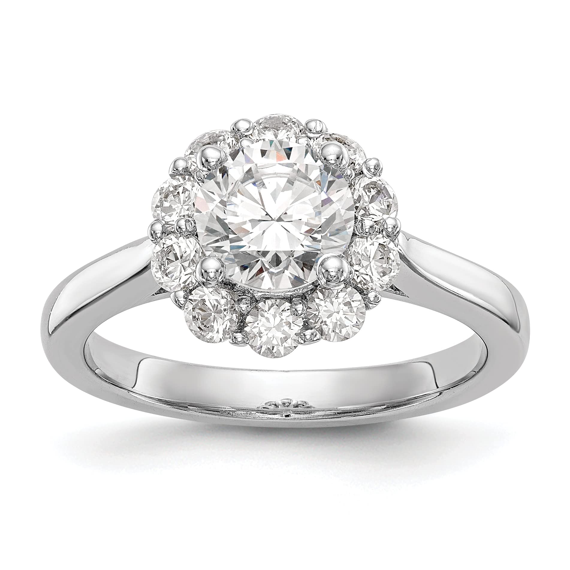2.00 Carat CZ Solitaire 14K White Gold Round Halo Engagement Ring for Women - Perfect for Proposals, Anniversaries & Wedding Bands (Style: RM2033E-200-WAA)
