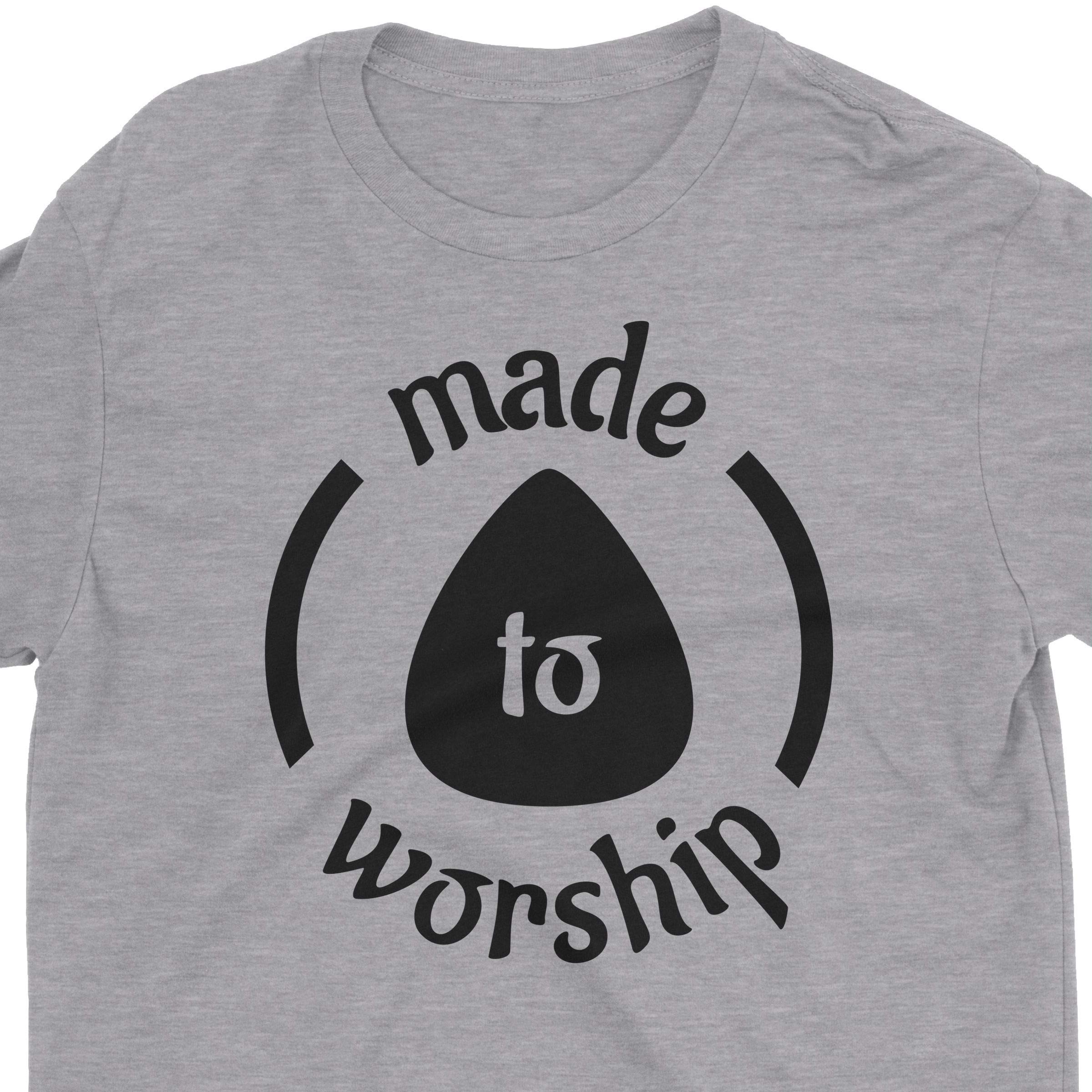 Made to Worship Christian Guitar T-Shirt - Religious Music Lover Apparel for Church, Concerts & Everyday Wear
