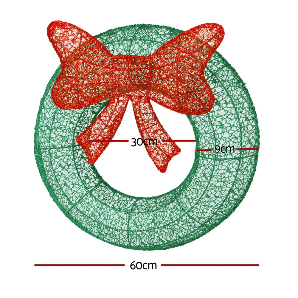 50 LED Solar Christmas Wreath Lights - 60cm Weatherproof Outdoor Holiday Decor for Door, Window & Garden (Christmas, Xmas Decorations)