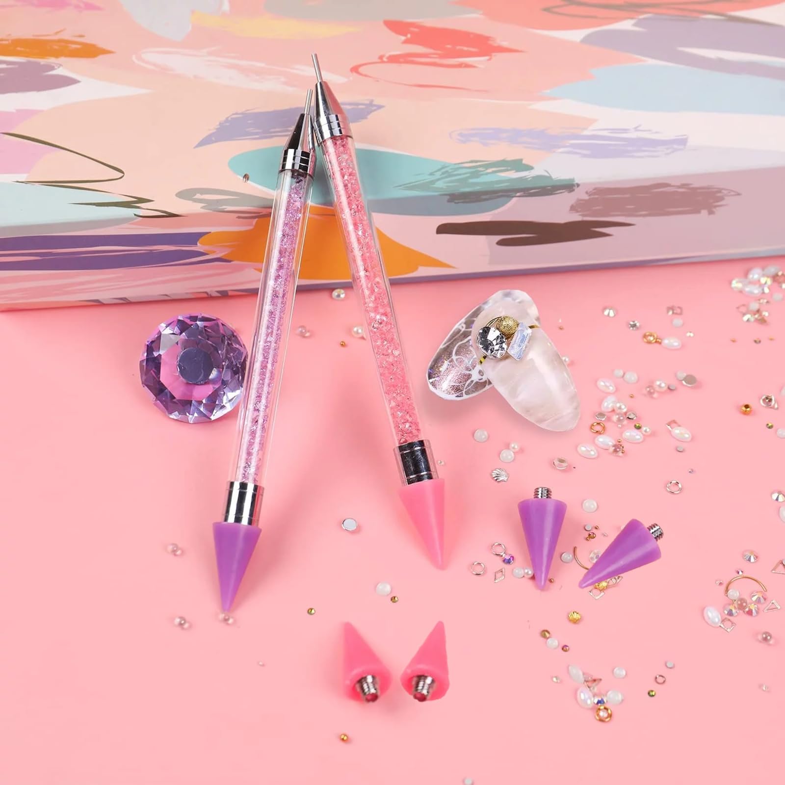 Rhinestone Picker Tool with 6 Wax Tips - Dotting Pen for Nail Art, Rhinestone Applicator & Pickup Tool - Perfect for DIY Nail Designs, Crafting, and Jewelry Making