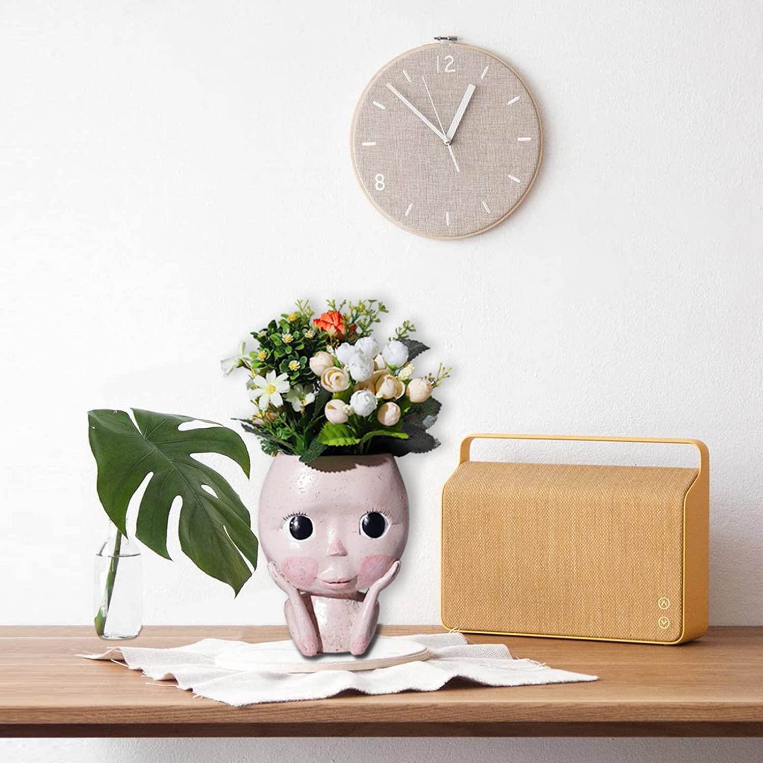 Greenstalk Succulent Face Planter with Drainage Hole - Cactus Flower Pot for Indoor Plants, Home Desk Decor & Gardening - Perfect for Office Decor, Living Room Accent, and Gift Ideas