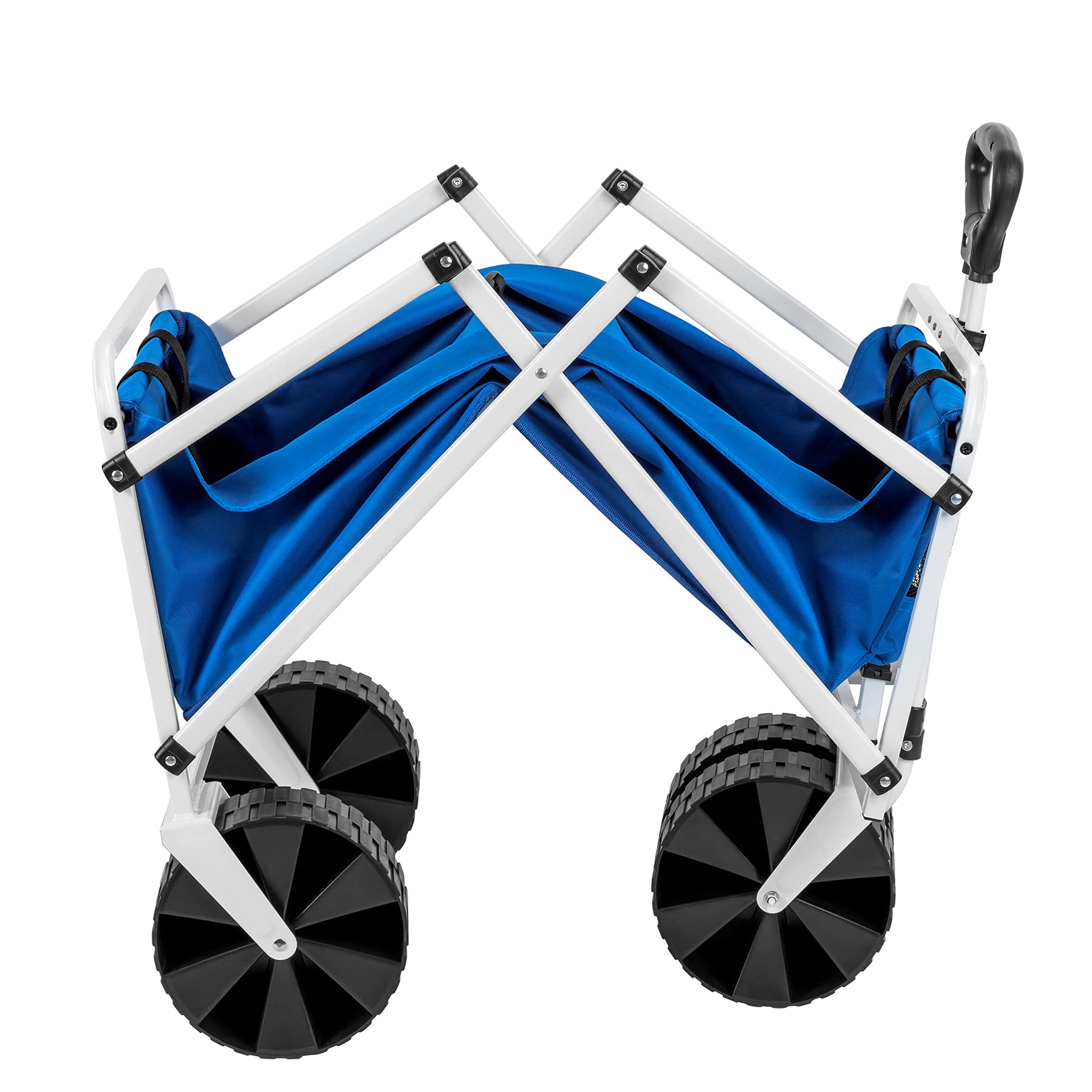 YSC Folding Beach Wagon with Wheels - Heavy Duty Collapsible Utility Cart for Shopping, Outdoor, Beach & Camping - Large Capacity Royal Blue Carry Wagon for Picnics, Groceries & Sports Gear