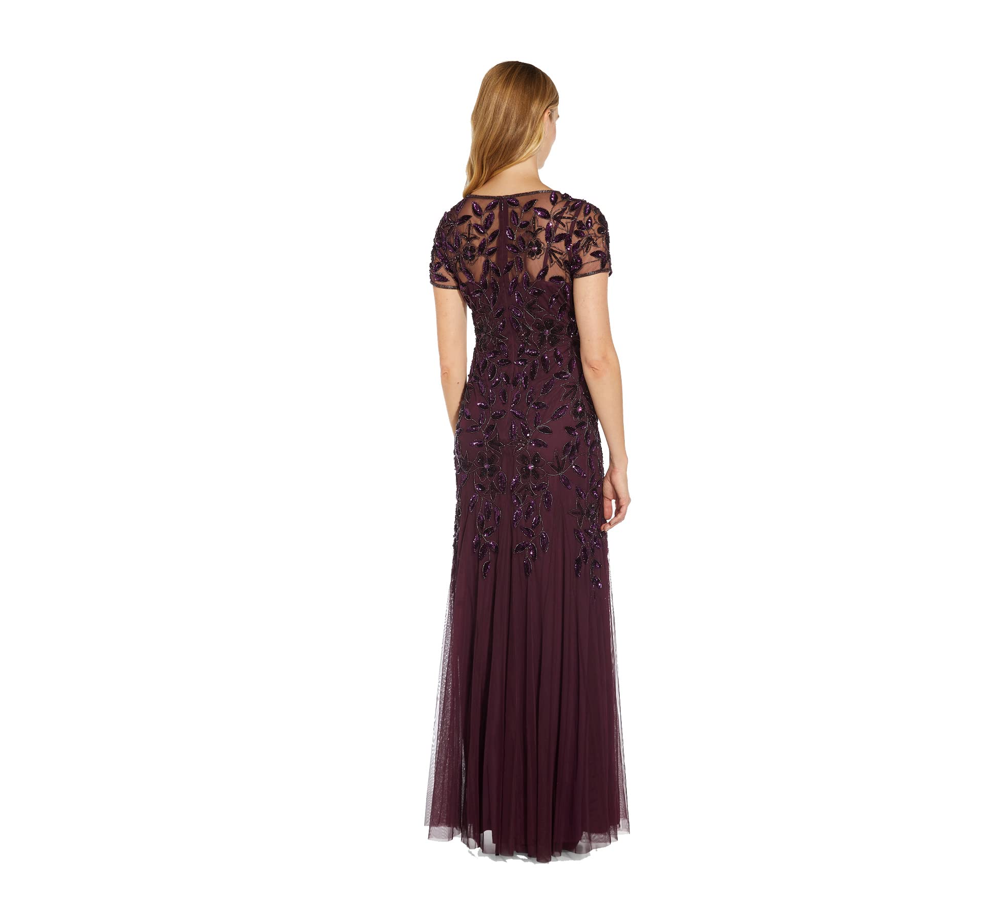 Adrianna Papell Women's Floral Beaded Godet Gown - Elegant Formal Dress for Prom, Evening Gala & Special Occasions