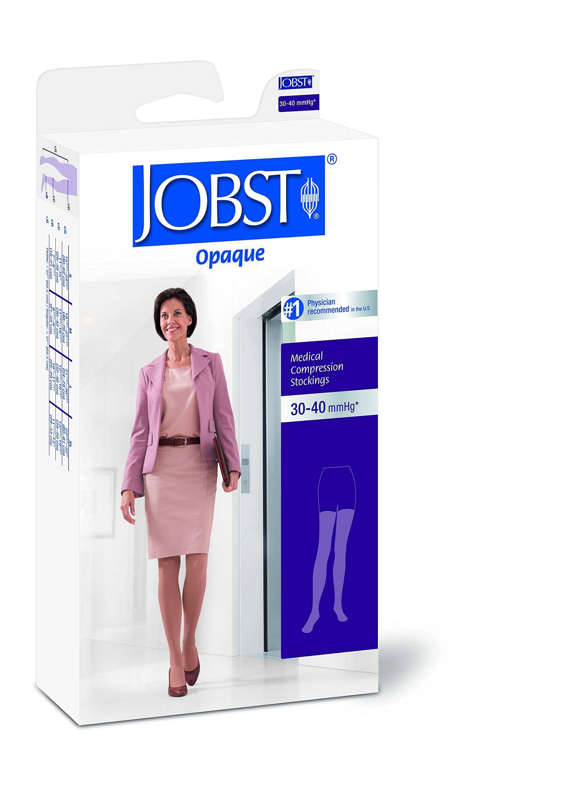 **JOBST Opaque Thigh High Compression Stockings 30-40 mmHg with Silicone Dot Top Band, Open Toe, Small, Natural - Ideal for Varicose Veins, Swelling & Post-Surgery Recovery**