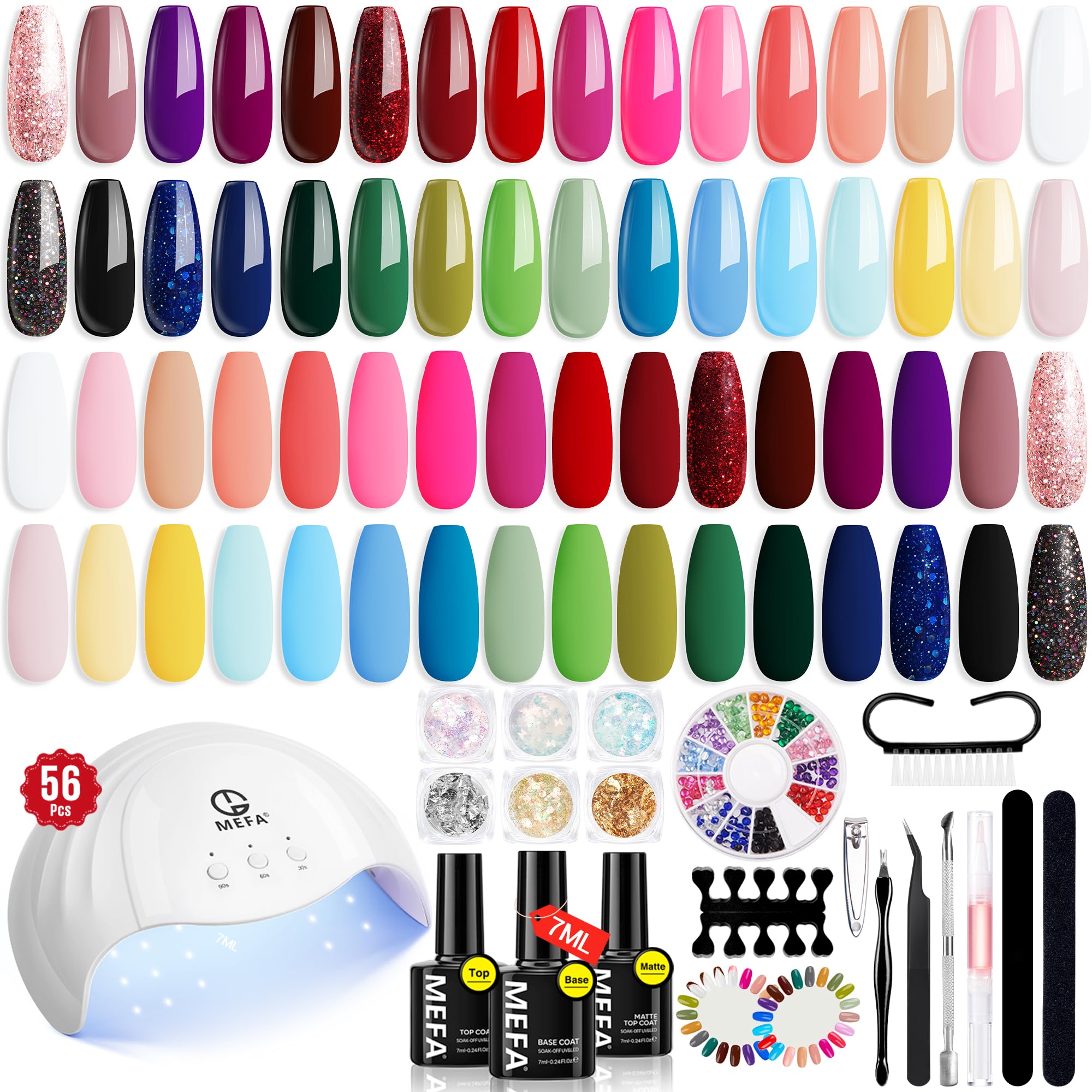 54 Pcs Gel Nail Polish Kit with UV Light - 32 Colors for DIY Manicure & Nail Art Gifts