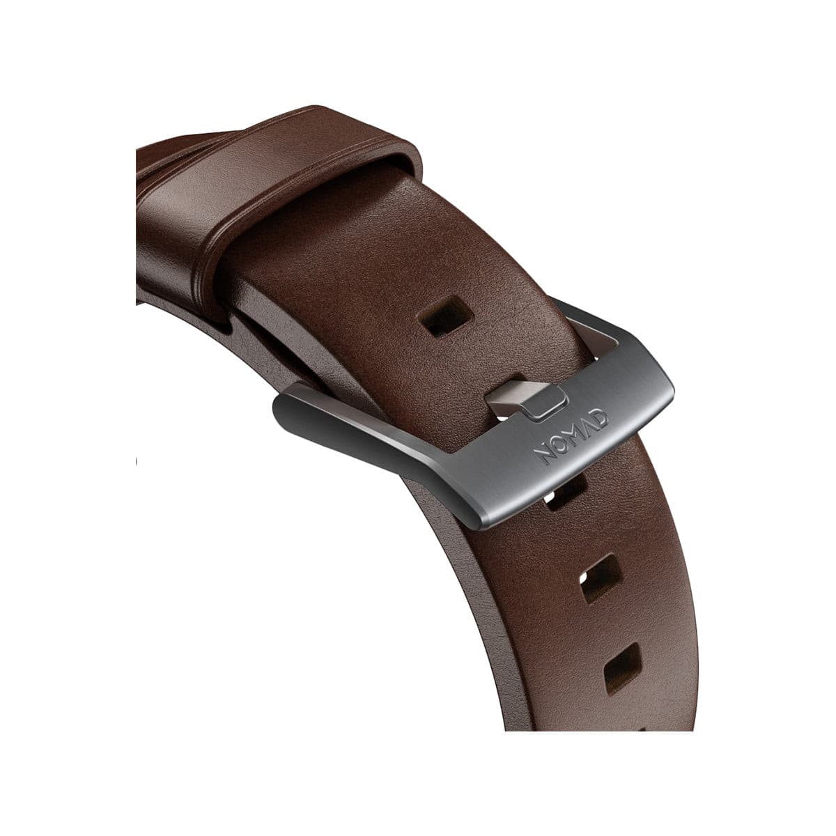 NOMAD Modern Leather Band for Apple Watch 45mm 49mm - Rustic Brown Horween Leather with Silver Hardware | Stylish & Durable Replacement Strap for Work, Travel & Everyday Wear