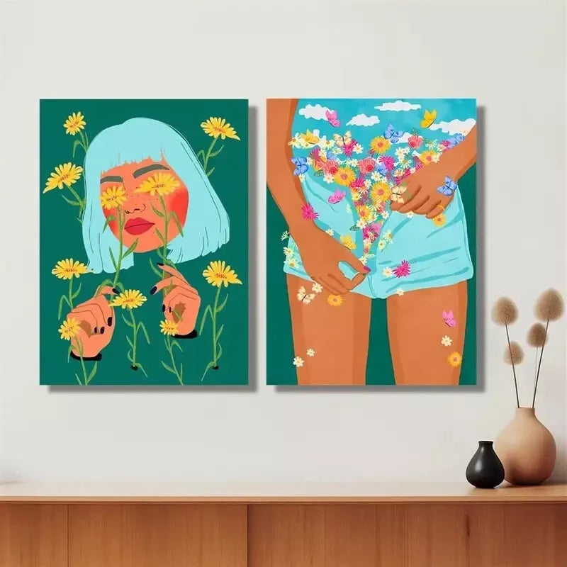 2PCS Floral Mood Canvas Wall Art - 
