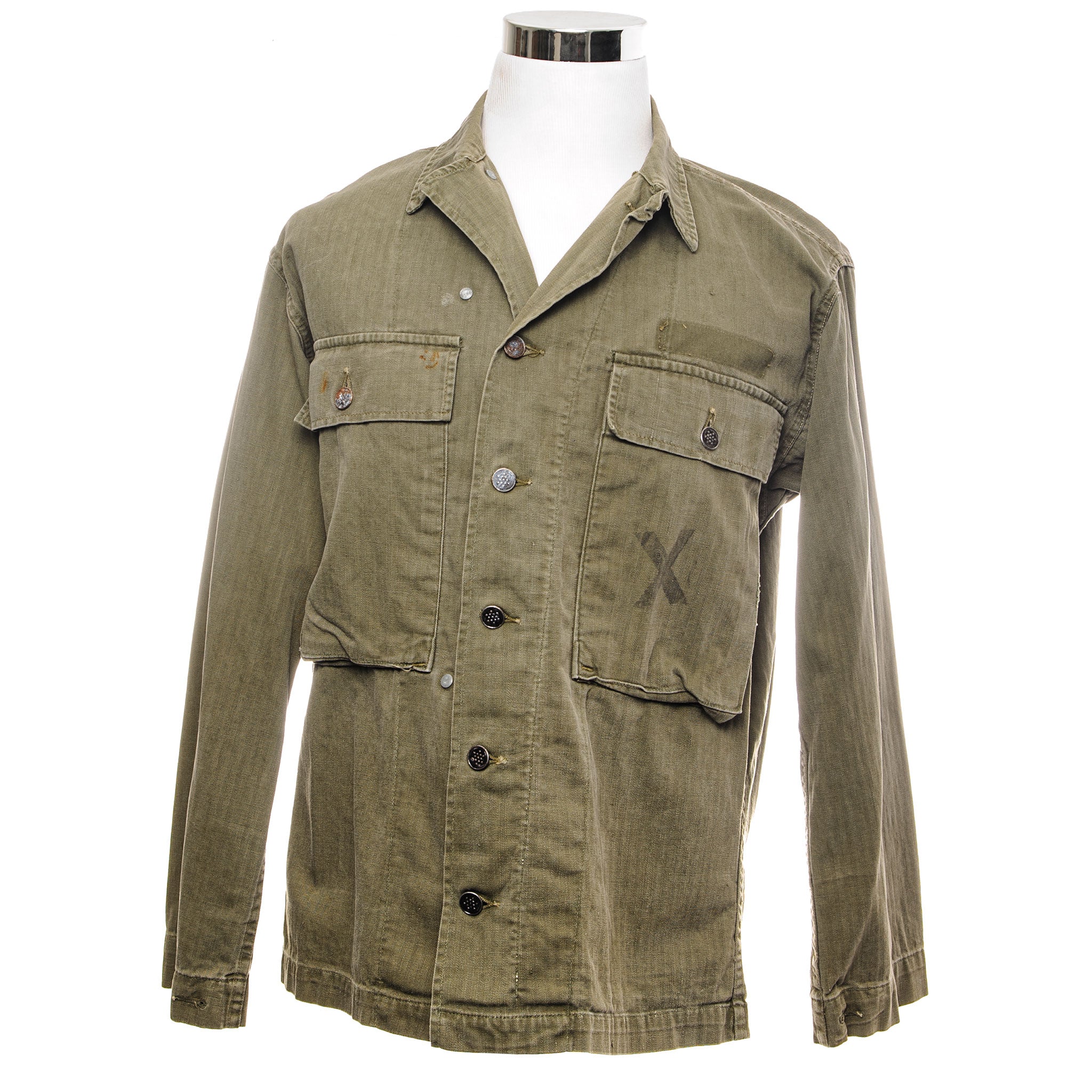 Vintage US Army HBT Utility Shirt - 2nd Pattern 13 Stars Button, Korean War Era 1950s, Size 38R - Perfect for Military Reenactments & Vintage Collections
