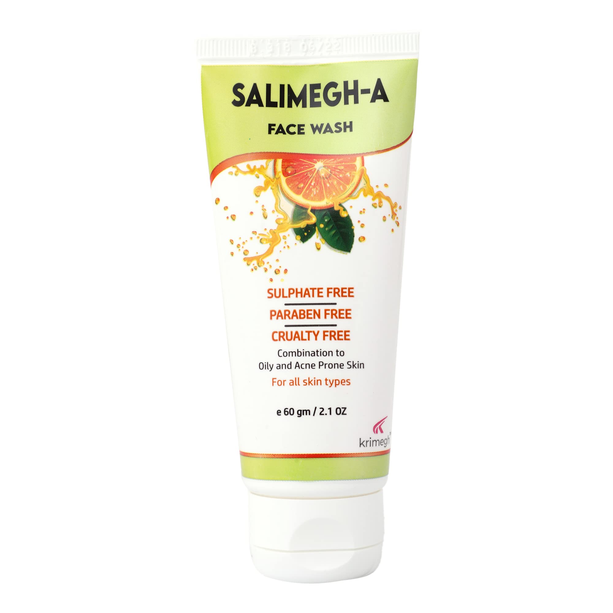 Salimegh Face Wash with Orange Extract & 2% Glycolic Acid for Combination to Oily & Acne-Prone Skin - 60gm | Gentle Daily Cleanser for Clear, Glowing Skin | Perfect for Morning & Night Skincare Routine