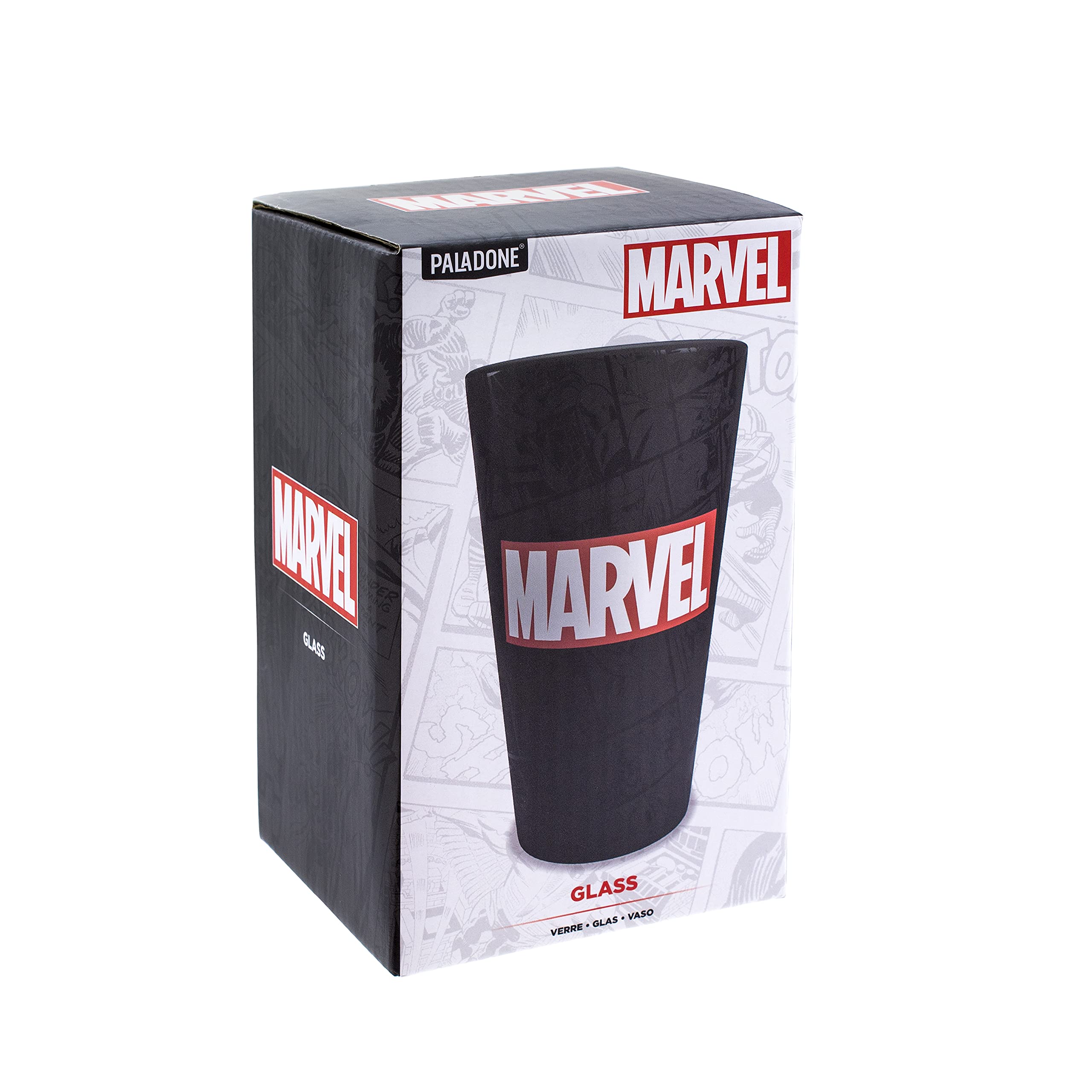 Official Marvel Logo Drinking Glass - PP7981MC Licensed Superhero Collectible for Fans | Perfect for Movie Nights, Gaming Sessions & Superhero-Themed Parties