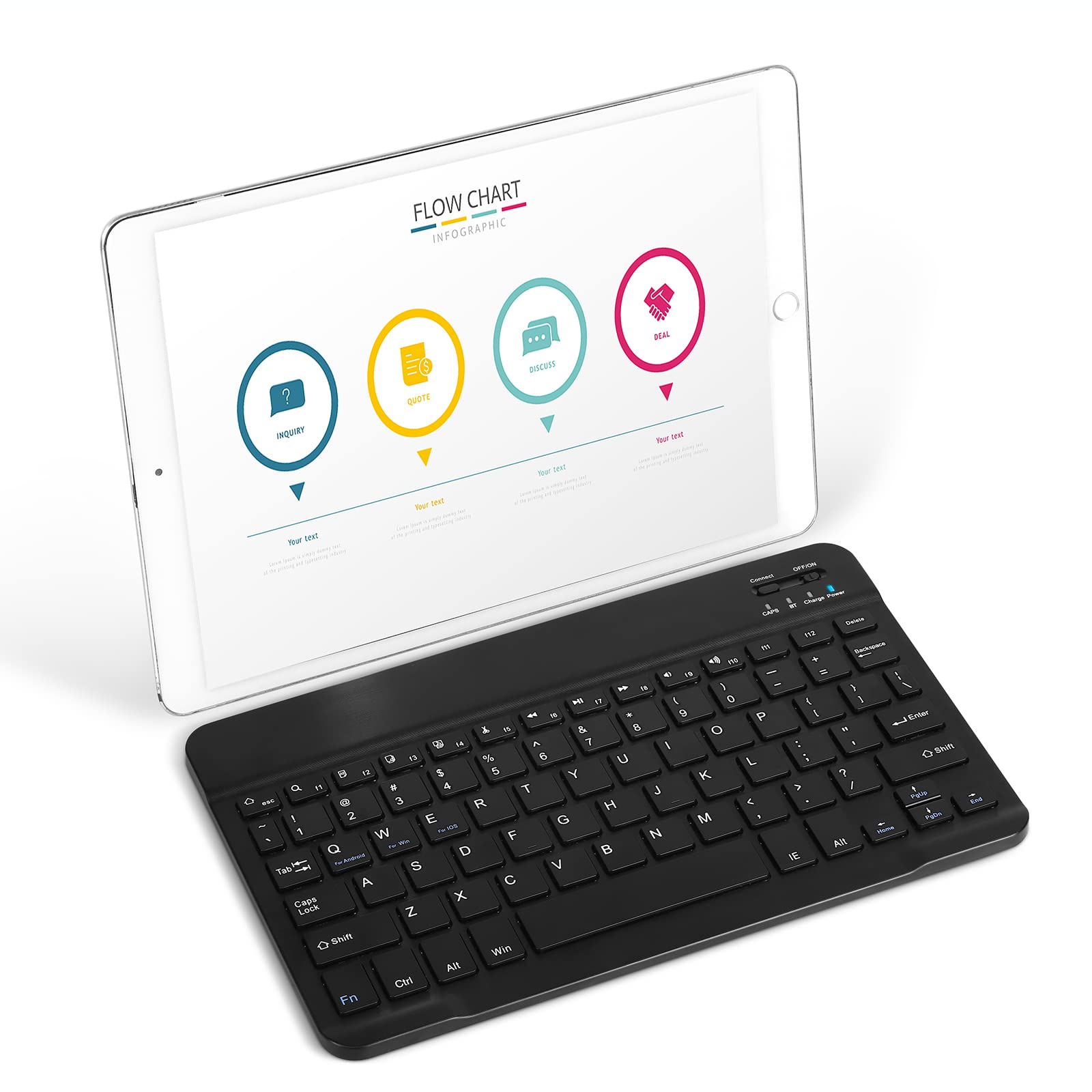 Rechargeable Bluetooth Keyboard and Mouse Combo - Ultra Slim Full-Size Wireless Keyboard with Ergonomic Mouse for Mac, PC, Laptop, iPad, Tablet - Compatible with Xiaomi Redmi K40 Gaming - Onyx Black - Perfect for Office Work, Gaming, and Remote Learning
