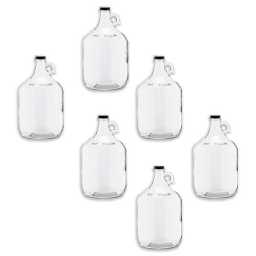1 Gallon (128 oz) Clear Glass Jug with 38mm Cap - Pack of 6 | Ideal for Home Brewing, Fermenting & Storage | Fast Same Day Shipping