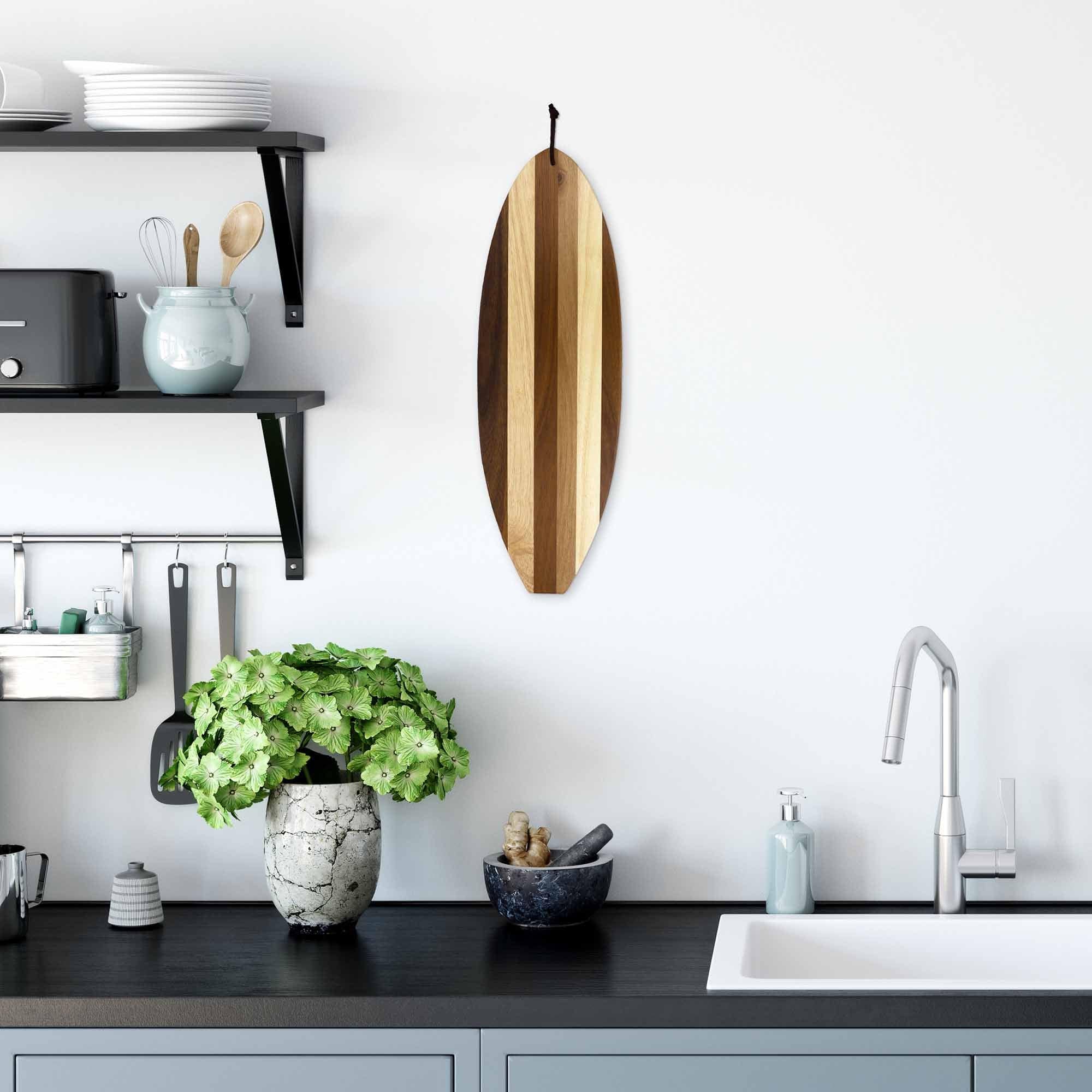 Premium Surfboard-Shaped Cutting Board by Rock & Branch® - Shiplap Series - Perfect for Beach Parties, Kitchen Decor & Unique Gifts