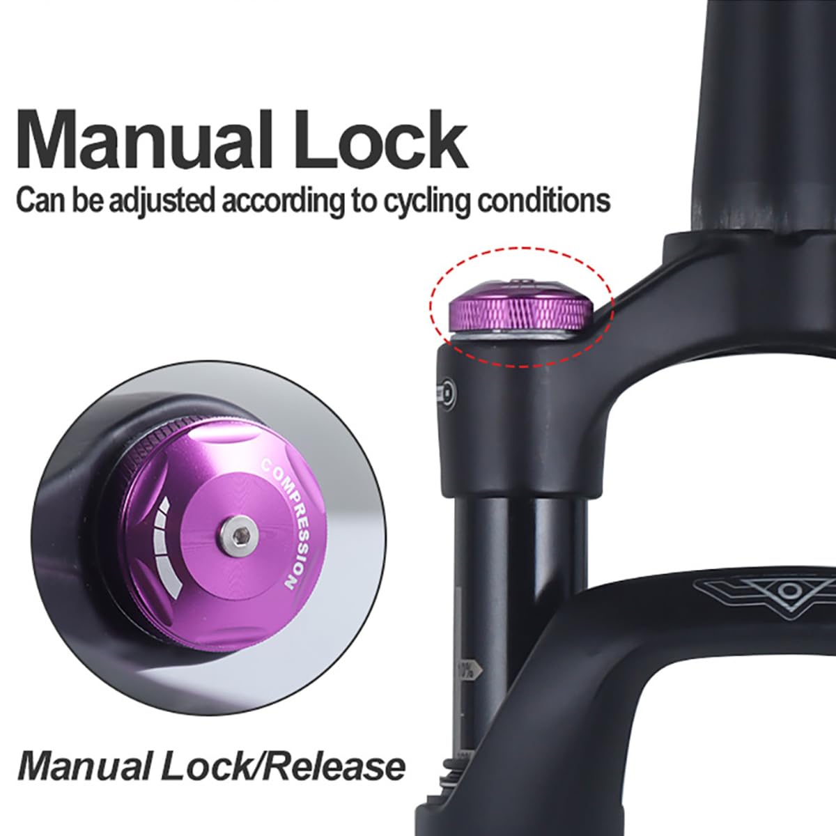 BOLANY 700C Mountain Bike Suspension Fork - 60mm Travel, Disc Brake Compatible, XC Air Fork with Manual Lock, 100*12mm Thru Axle - Perfect for Off-Road Cycling & Trail Adventures