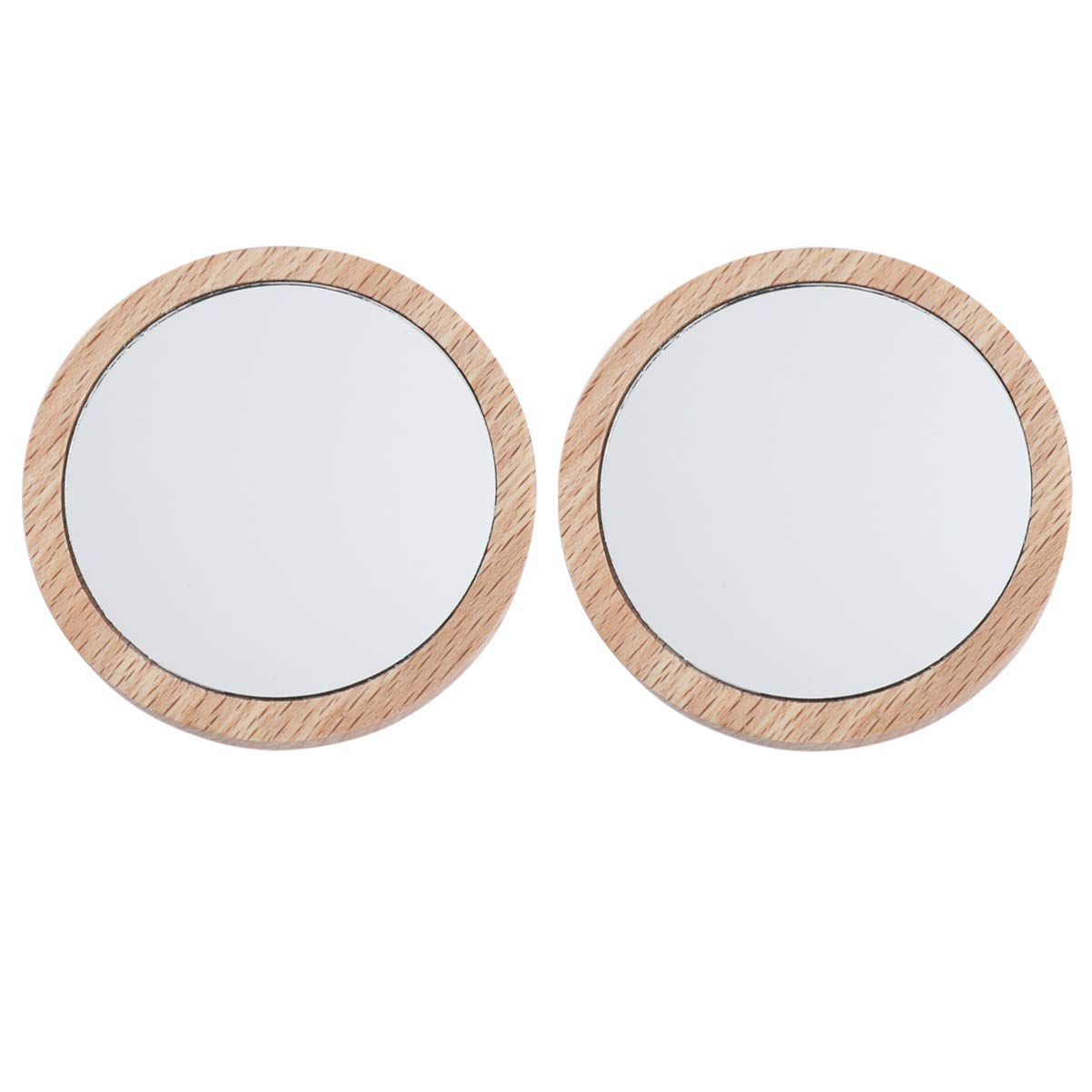 Lurrose 2PCS Wooden Compact Mirror for Purse - Mini Round Makeup Mirror for Travel, Home & On-the-Go Touch Ups - Perfect Cosmetic Mirror for Women's Handbags & Vanity