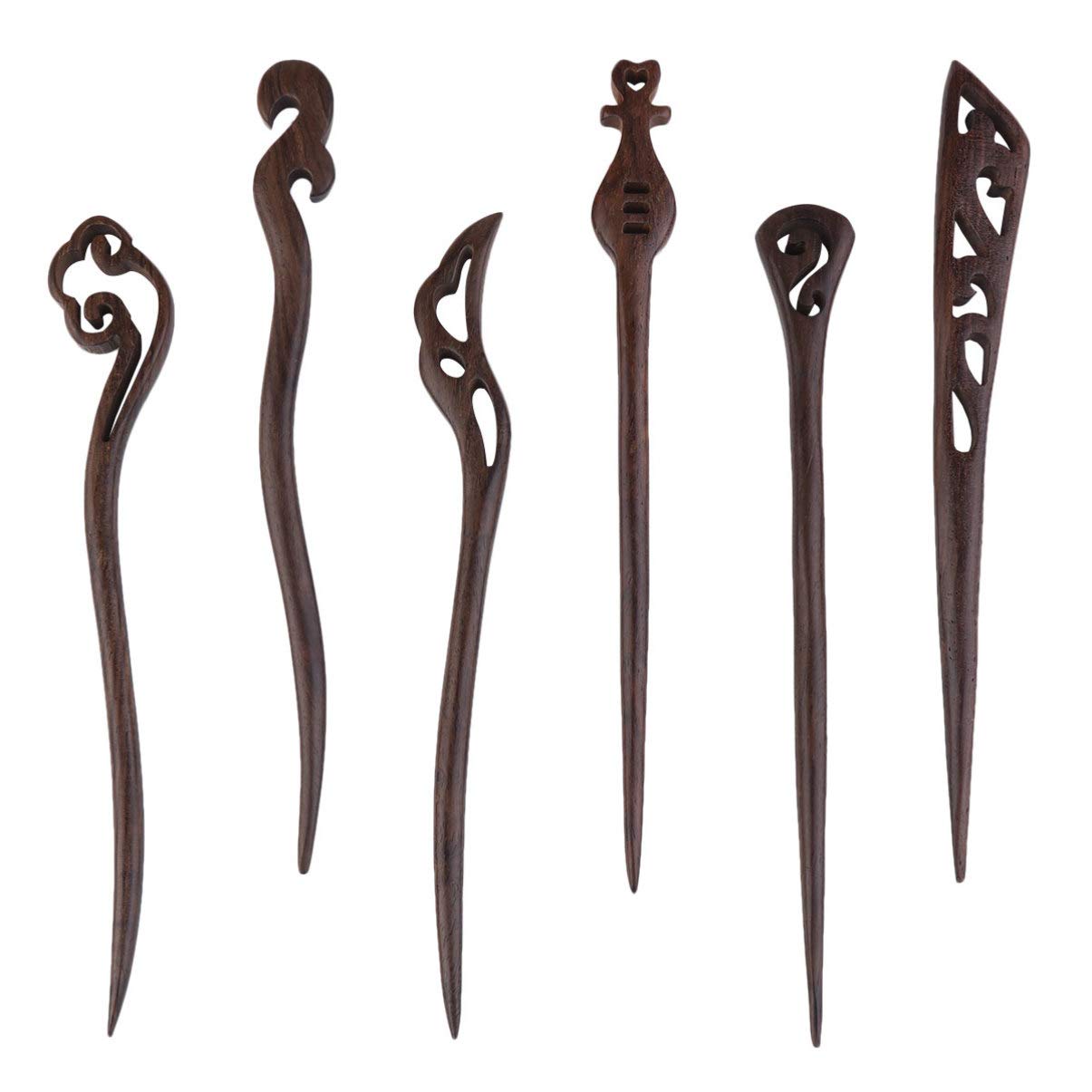 6pcs Wooden Hair Sticks for Women - Fashion Hair Accessories for Updos & Braids