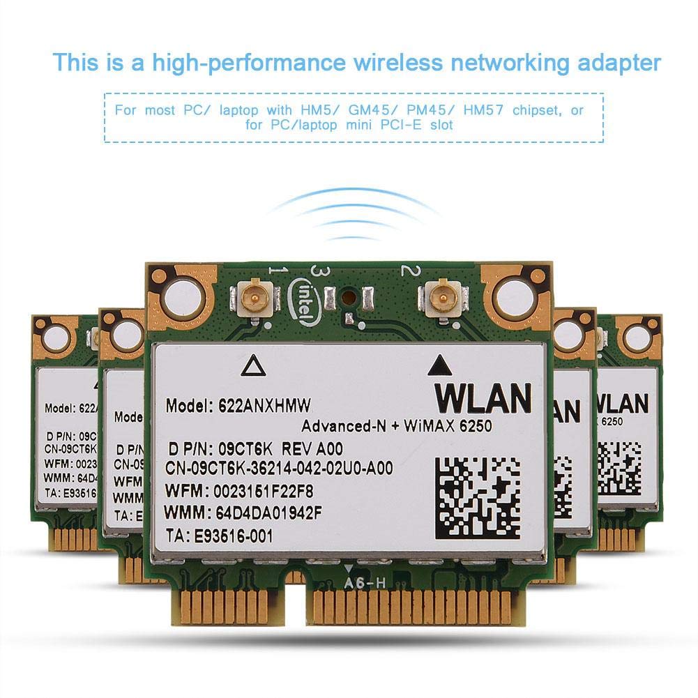Intel 6250AGN WiMax Dual Band WiFi Card - Half Height Mini PCI-E Wireless Network Adapter 802.11a/b/g/n for Dell, Asus, Toshiba, Acer Laptops - Upgrade Your Notebook for Faster Internet & Streaming